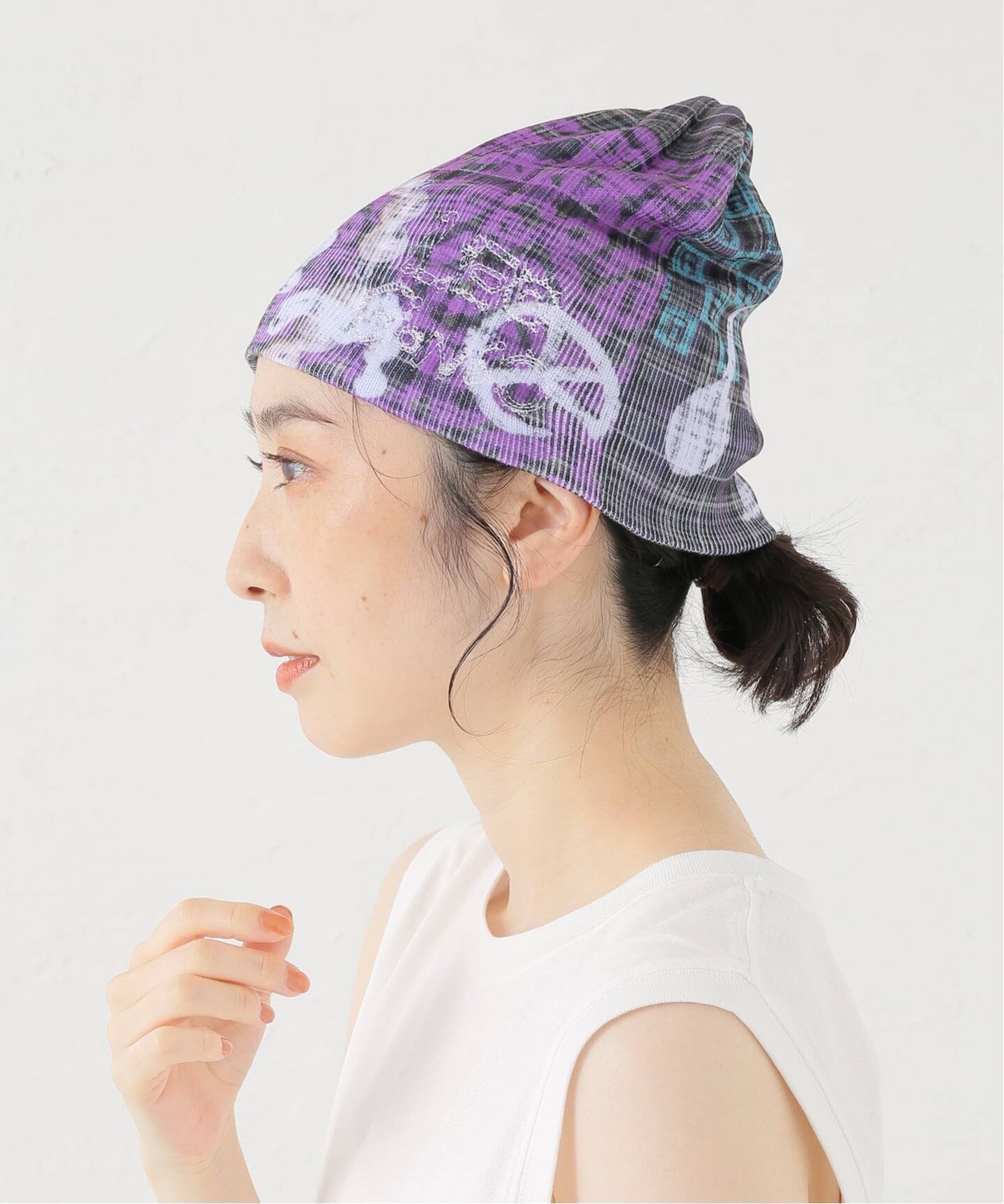 b.Eautiful x LEO GON'DO Plaid Beanie（GREY）（ニットキャップ