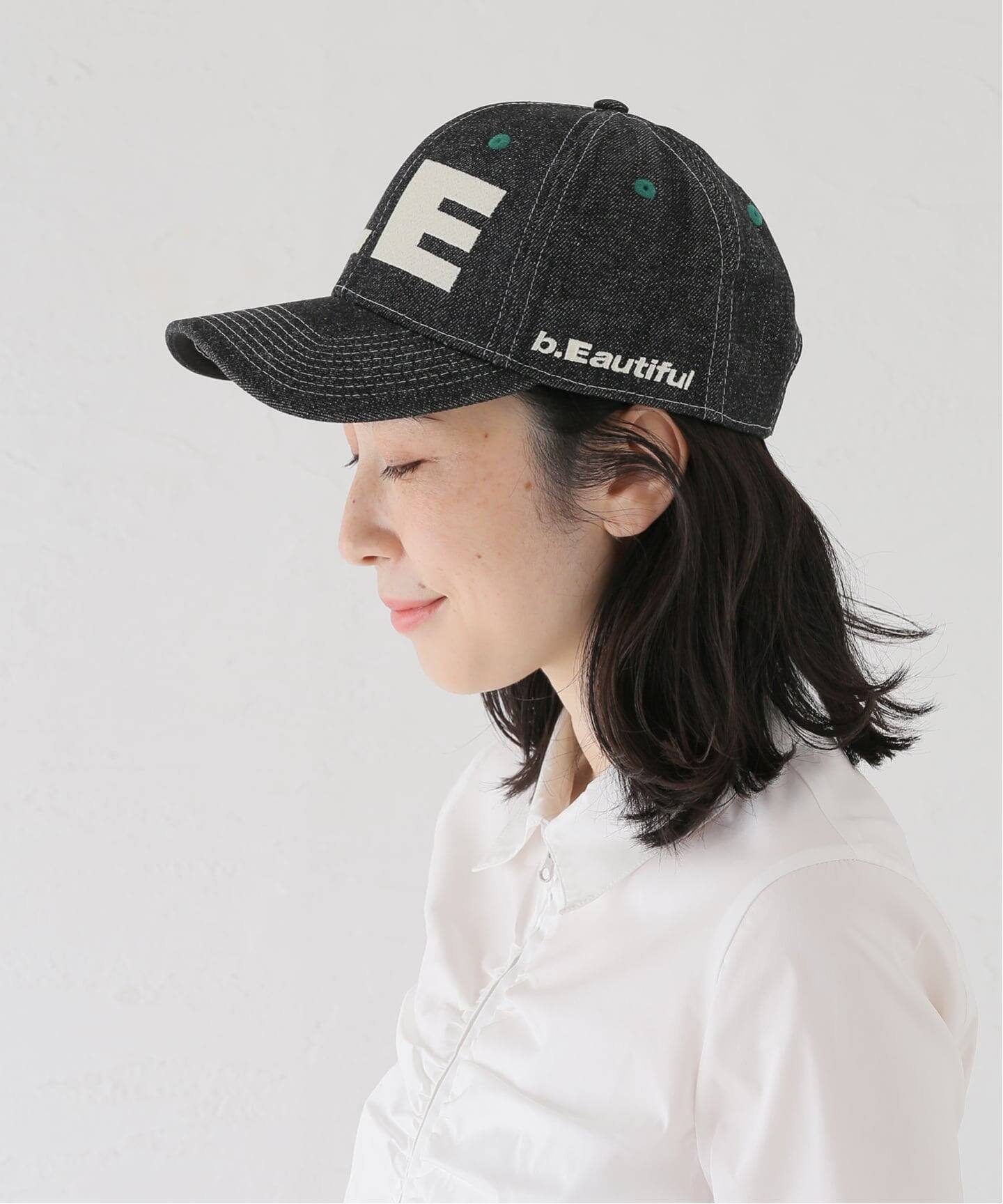 b.Eautiful/ビューティフル】b.E Hat（BLACK DENIM/）（キャップ