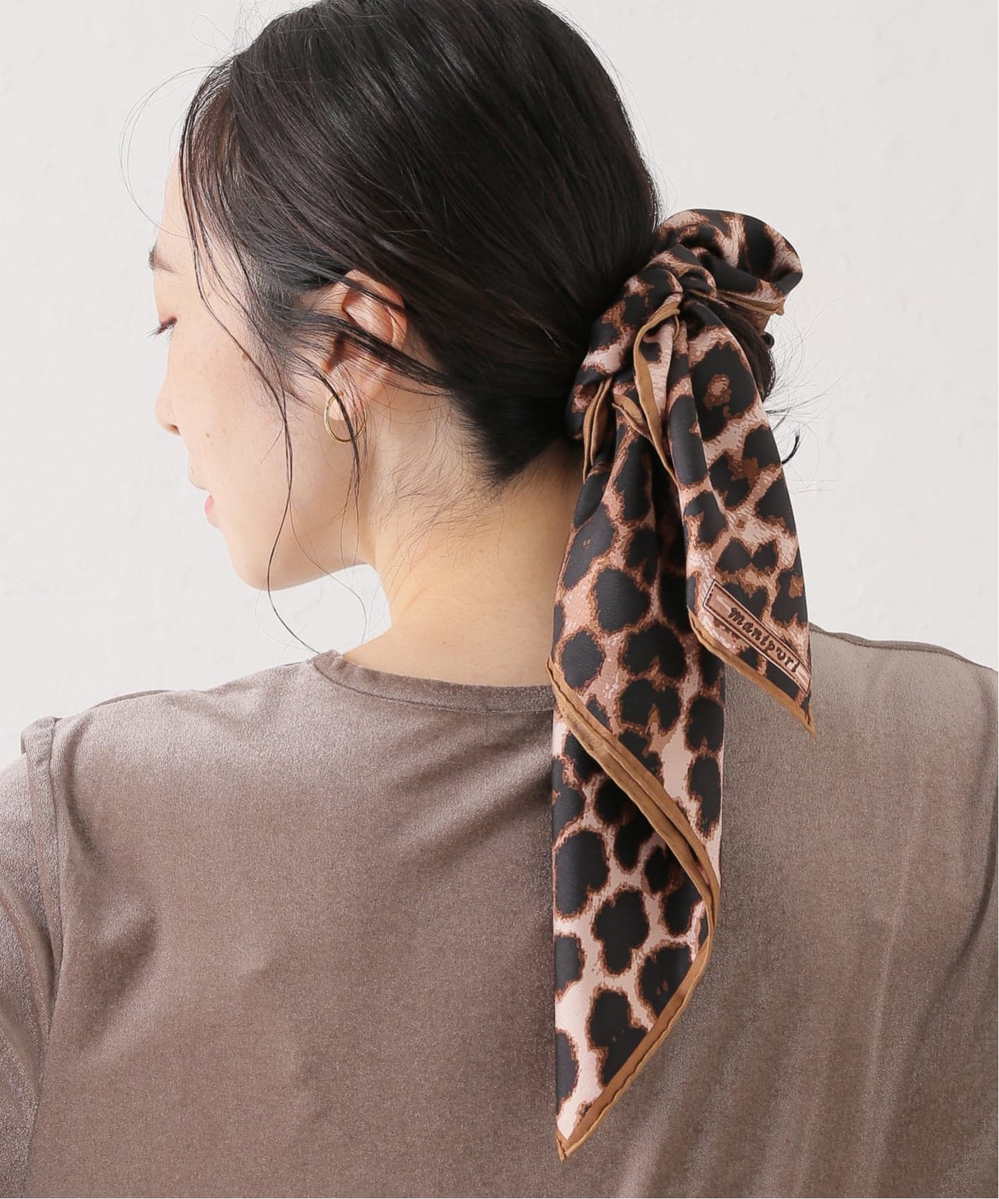 manipuri/マニプリ シルクスカーフ 65*65 レオパード（スカーフ