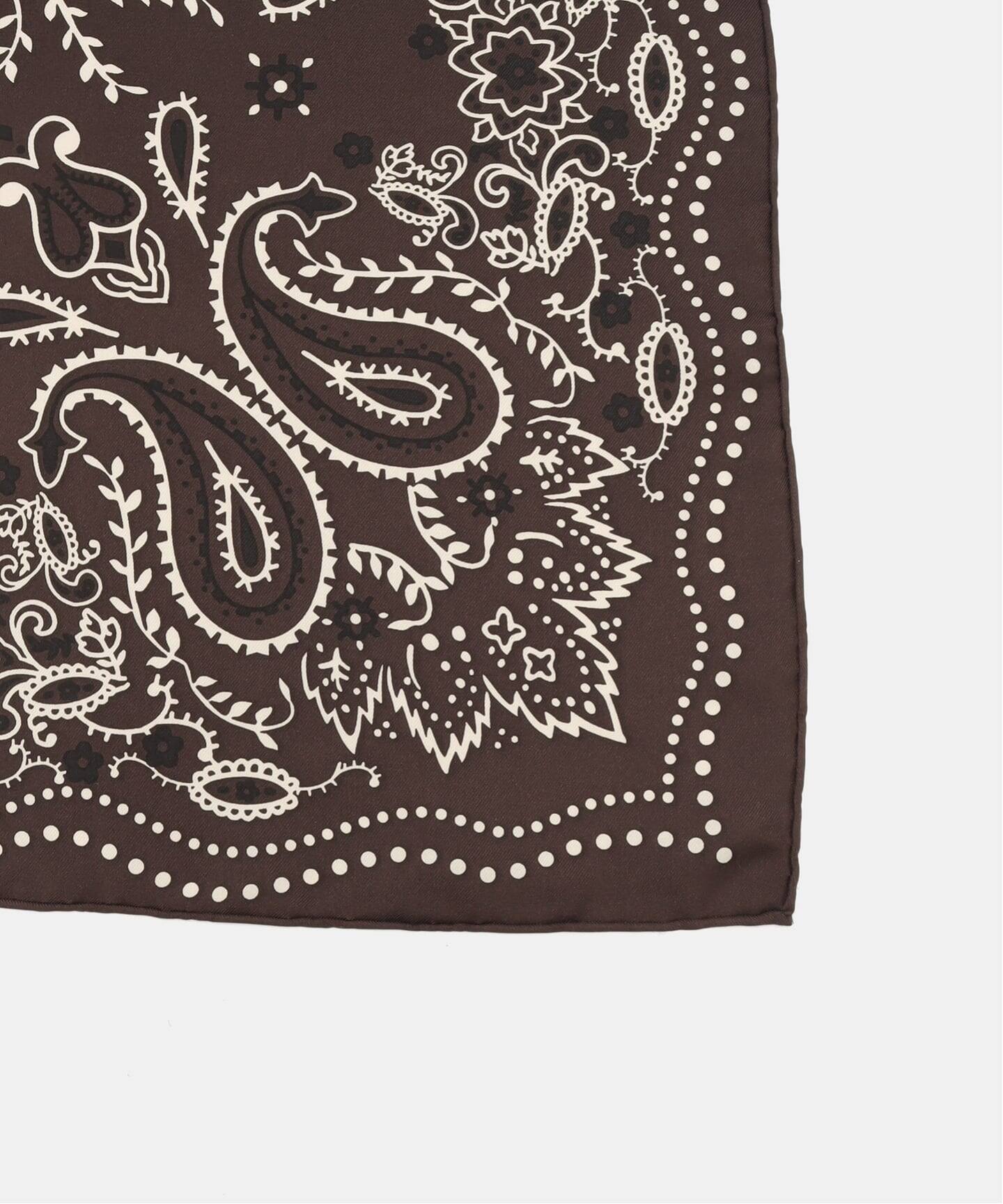 manipuri/マニプリ シルク65 KALEIDO BANDANA(ブラウン)（スカーフ