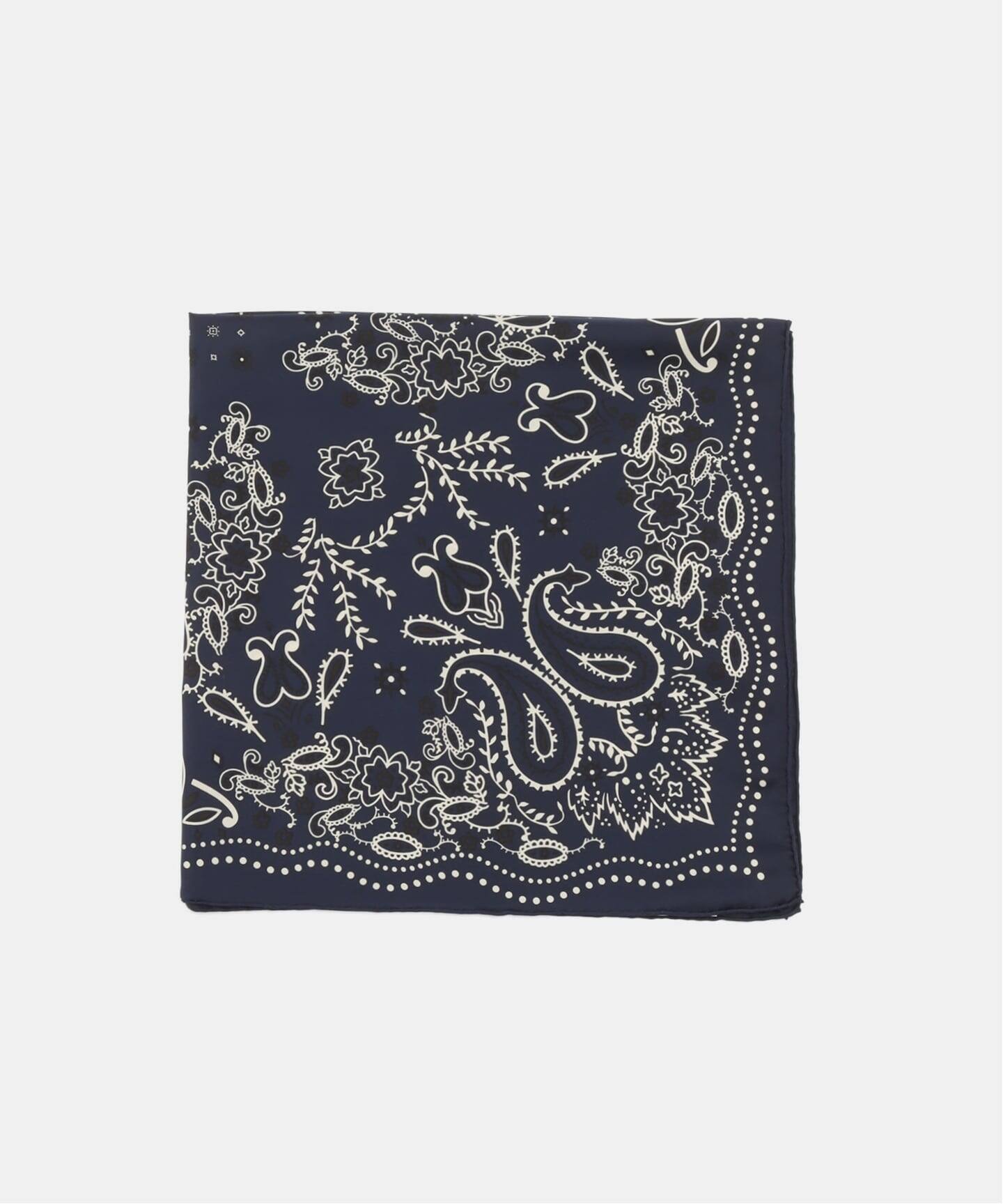 manipuri/マニプリ シルク65 KALEIDO BANDANA(ネイビー)（スカーフ