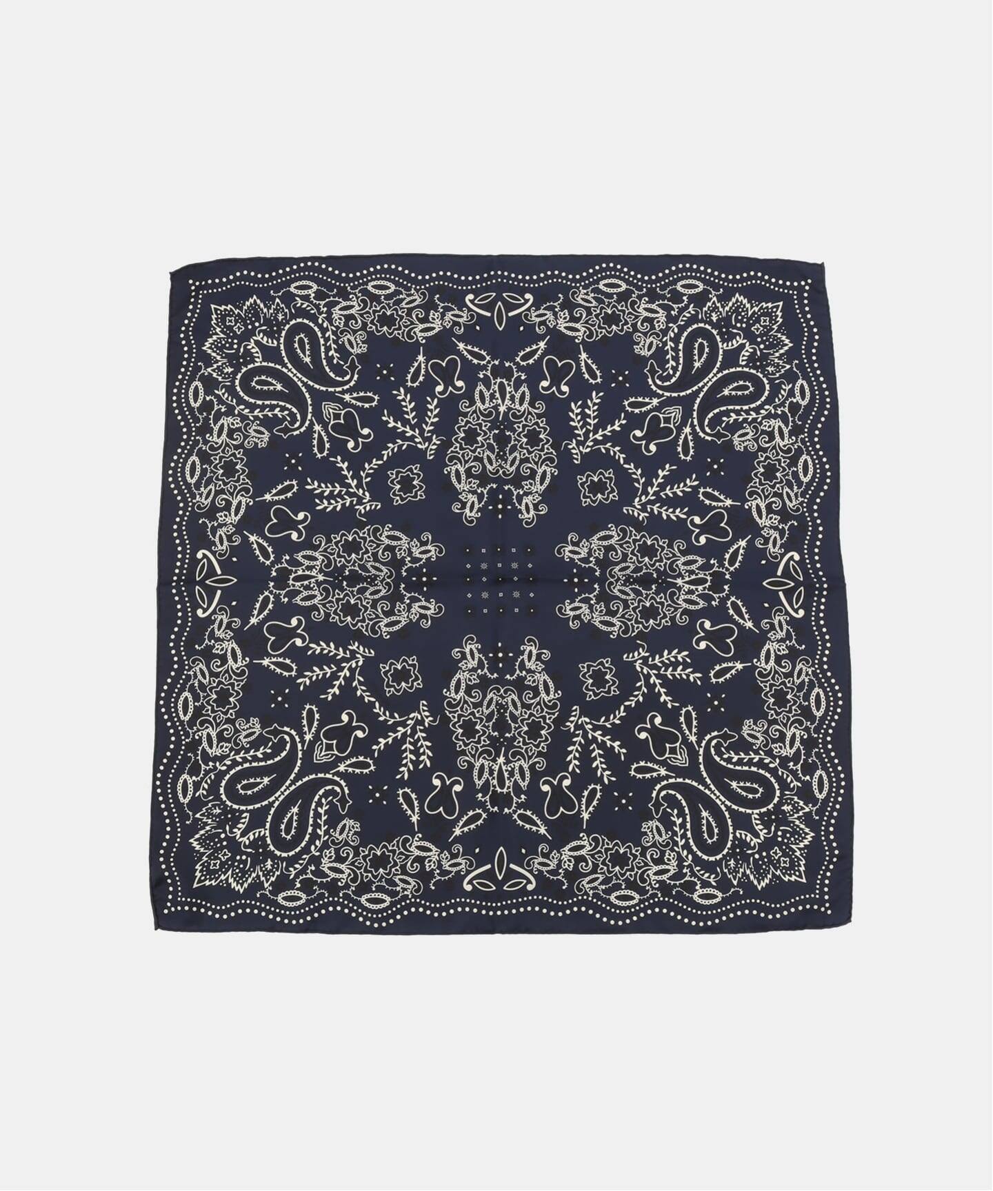 manipuri/マニプリ シルク65 KALEIDO BANDANA(ネイビー)（スカーフ