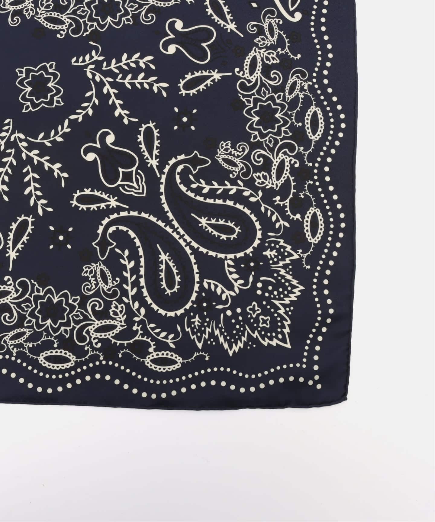 manipuri/マニプリ シルク65 KALEIDO BANDANA(ネイビー)（スカーフ