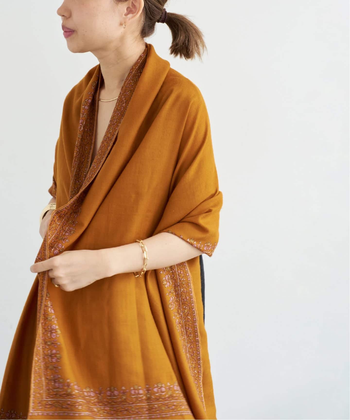 KASHMIR LOOM/カシミールルーム】SHAWL ORANGE（スカーフ／バンダナ