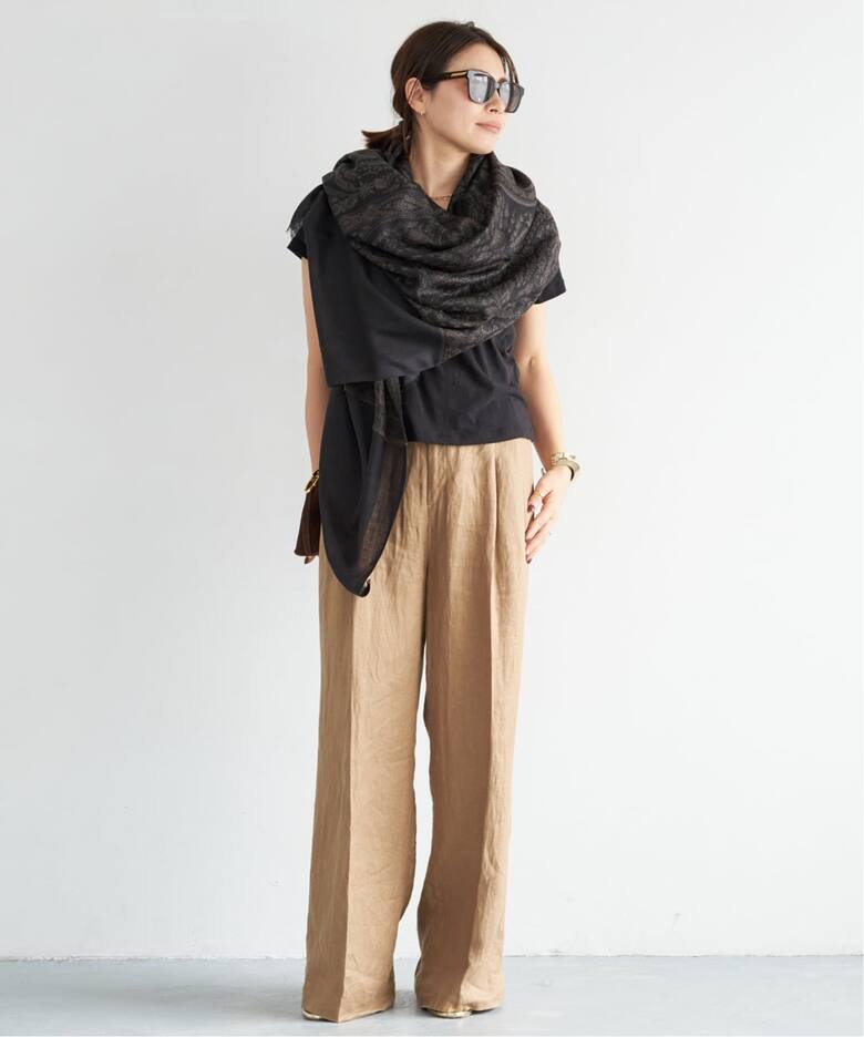 PETRUSSE/ぺトルス】JACQUARD STOLE BLK（スカーフ／バンダナ 