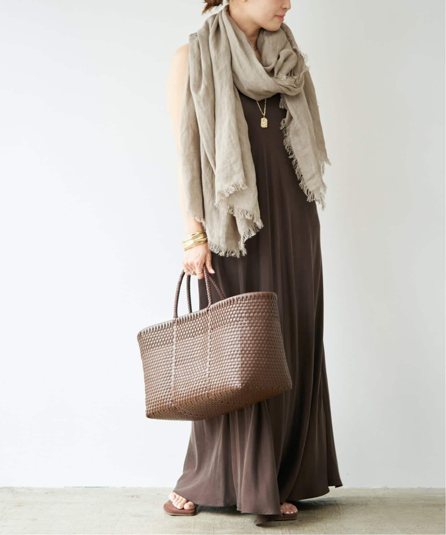 ASAUCE MELER/アソースメレ】110x210 LINEN STOLE（ストール