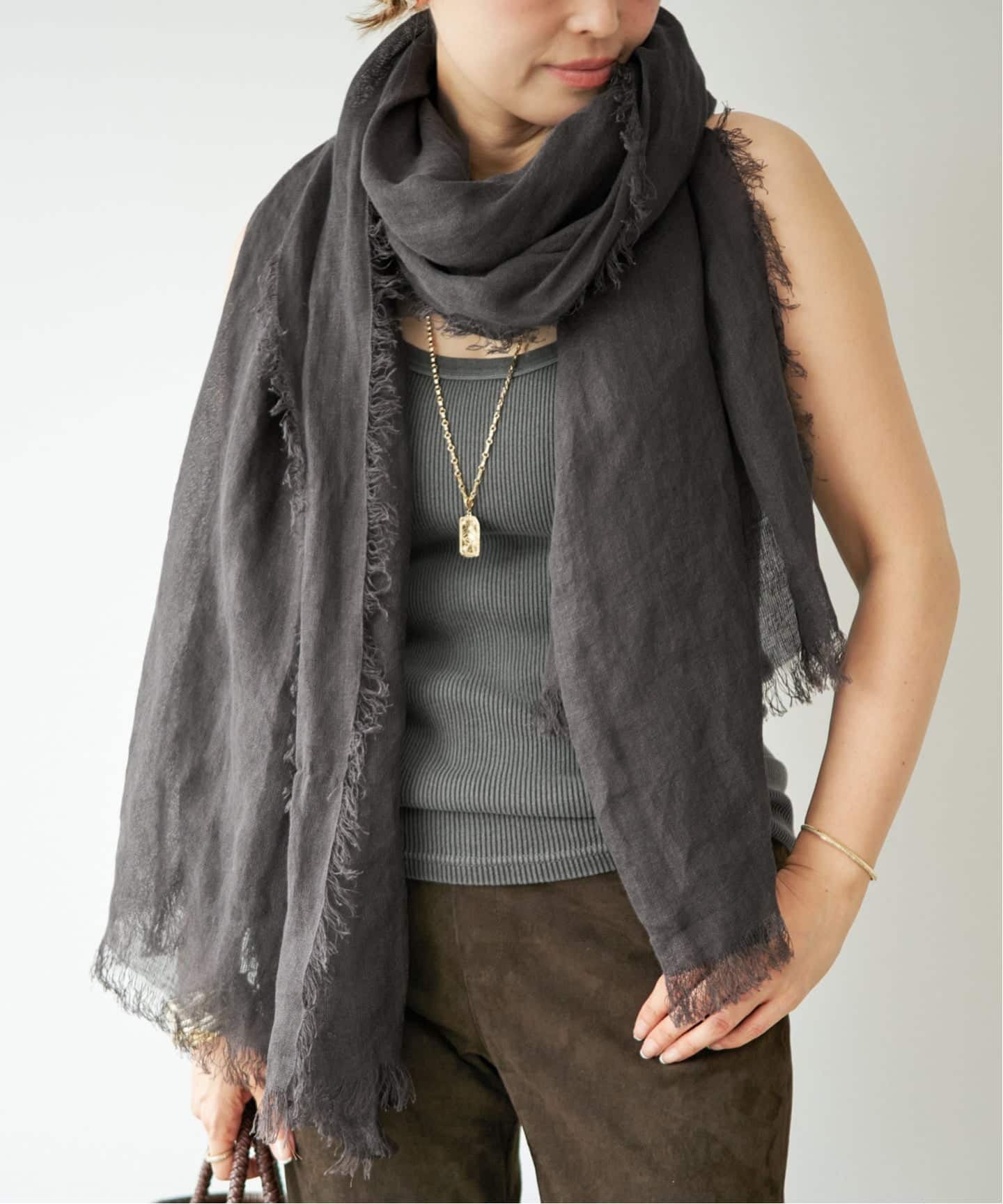 ASAUCE MELER/アソースメレ】110x210 LINEN STOLE（ストール