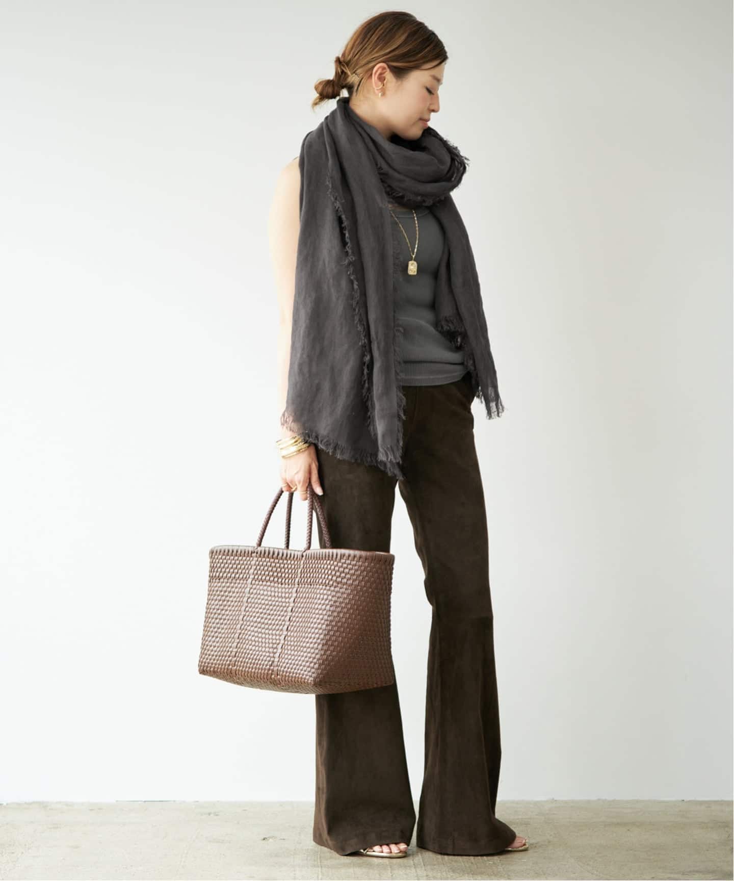 ASAUCE MELER/アソースメレ】110x210 LINEN STOLE（ストール