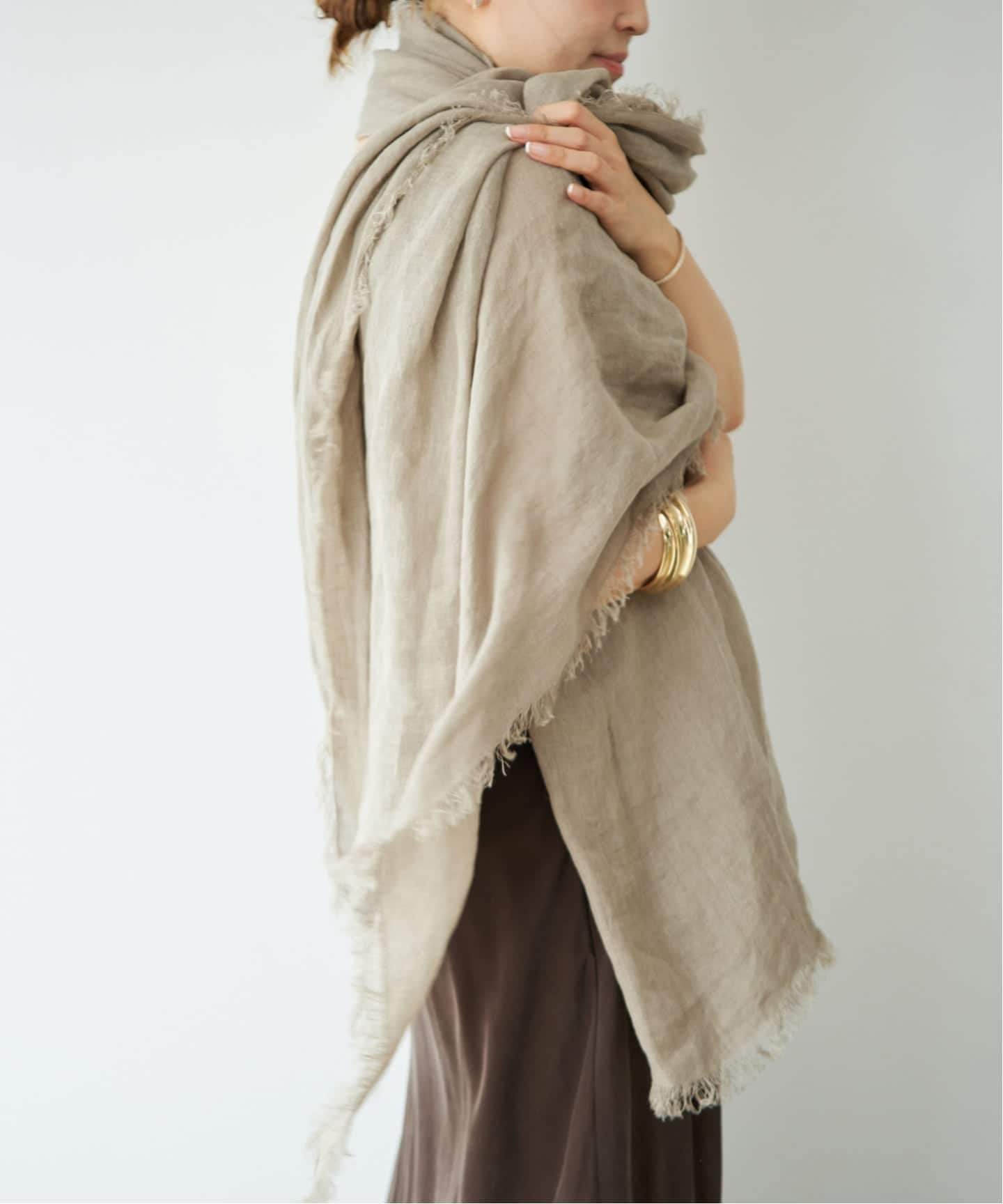 ASAUCE MELER/アソースメレ】110x210 LINEN STOLE（ストール