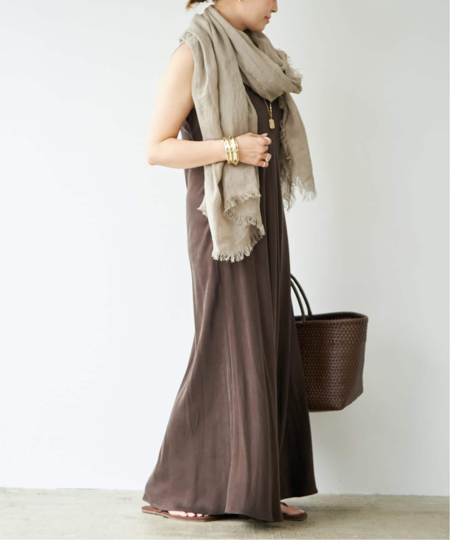 ASAUCE MELER/アソースメレ】110x210 LINEN STOLE（ストール