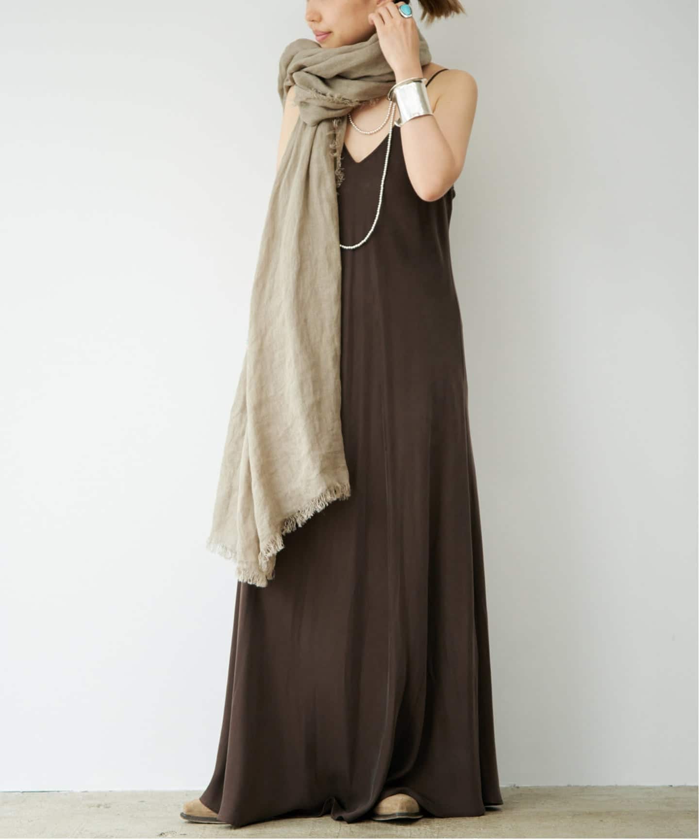 ASAUCE MELER/アソースメレ】110x210 LINEN STOLE（ストール