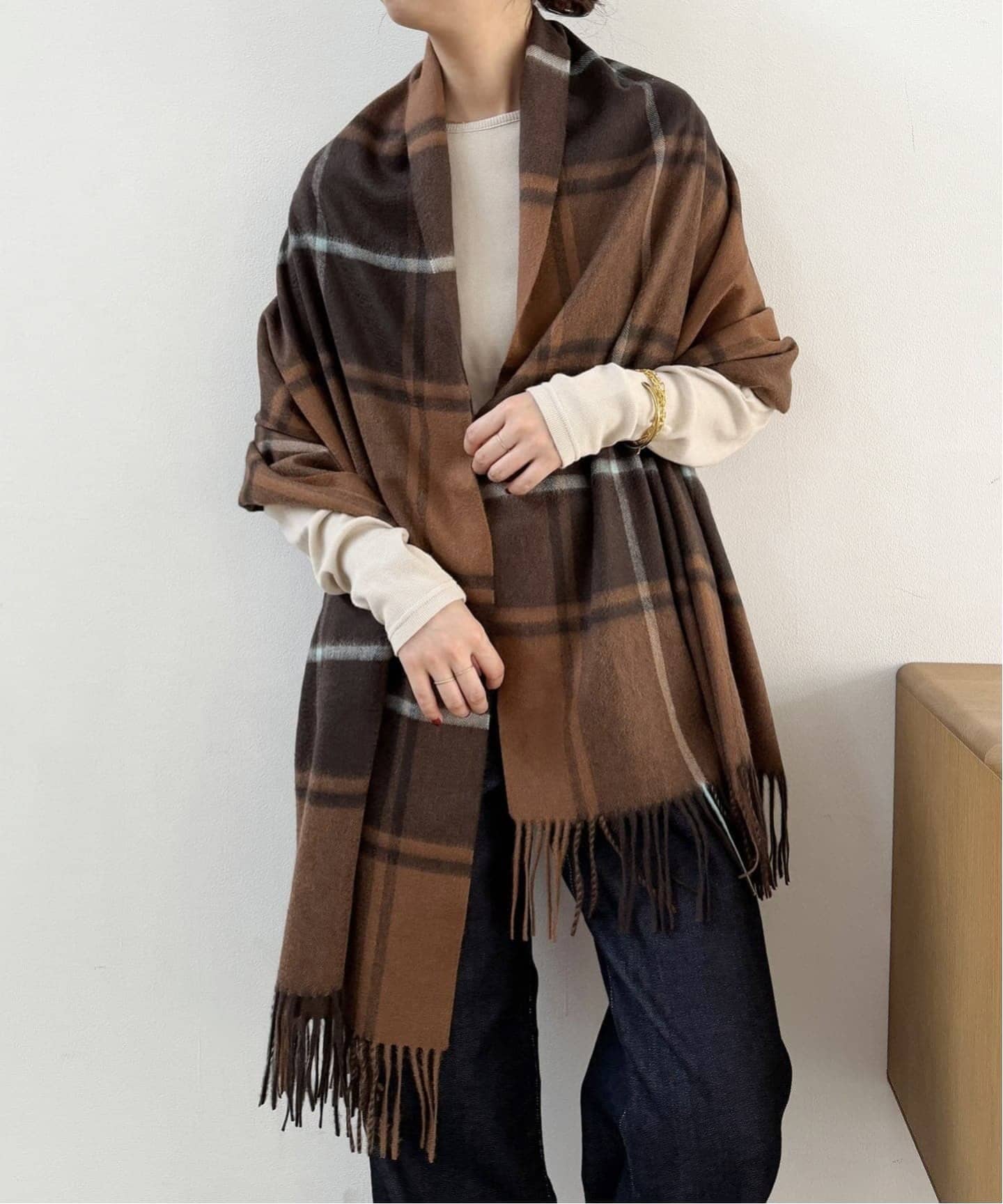 予約》Spick & Span カシミヤチェックストール（ストール）｜Spick