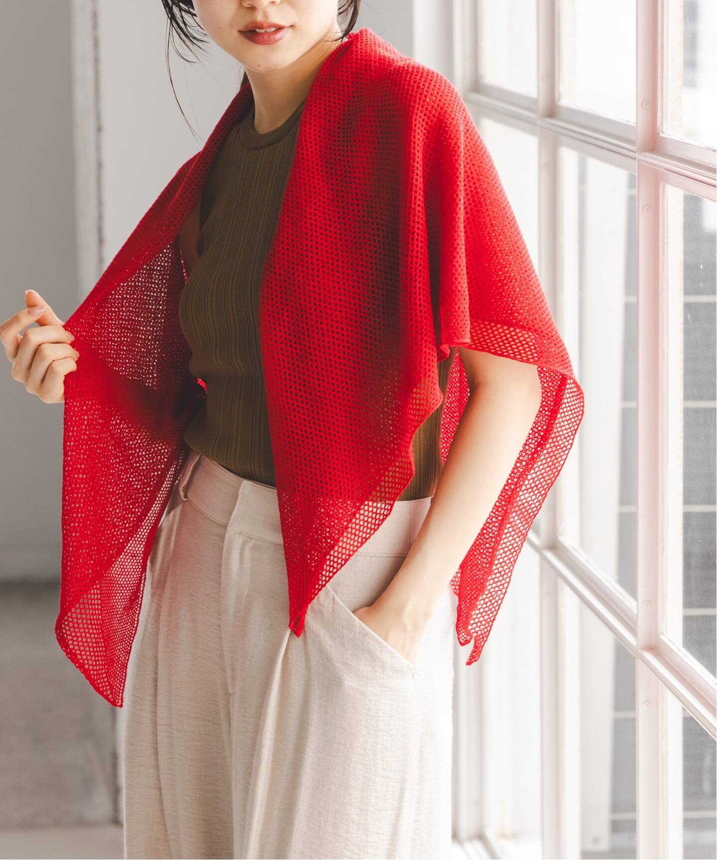 THROW/スロー Linen Cross Mesh Scarf（ストール）｜NOBLE（ノーブル