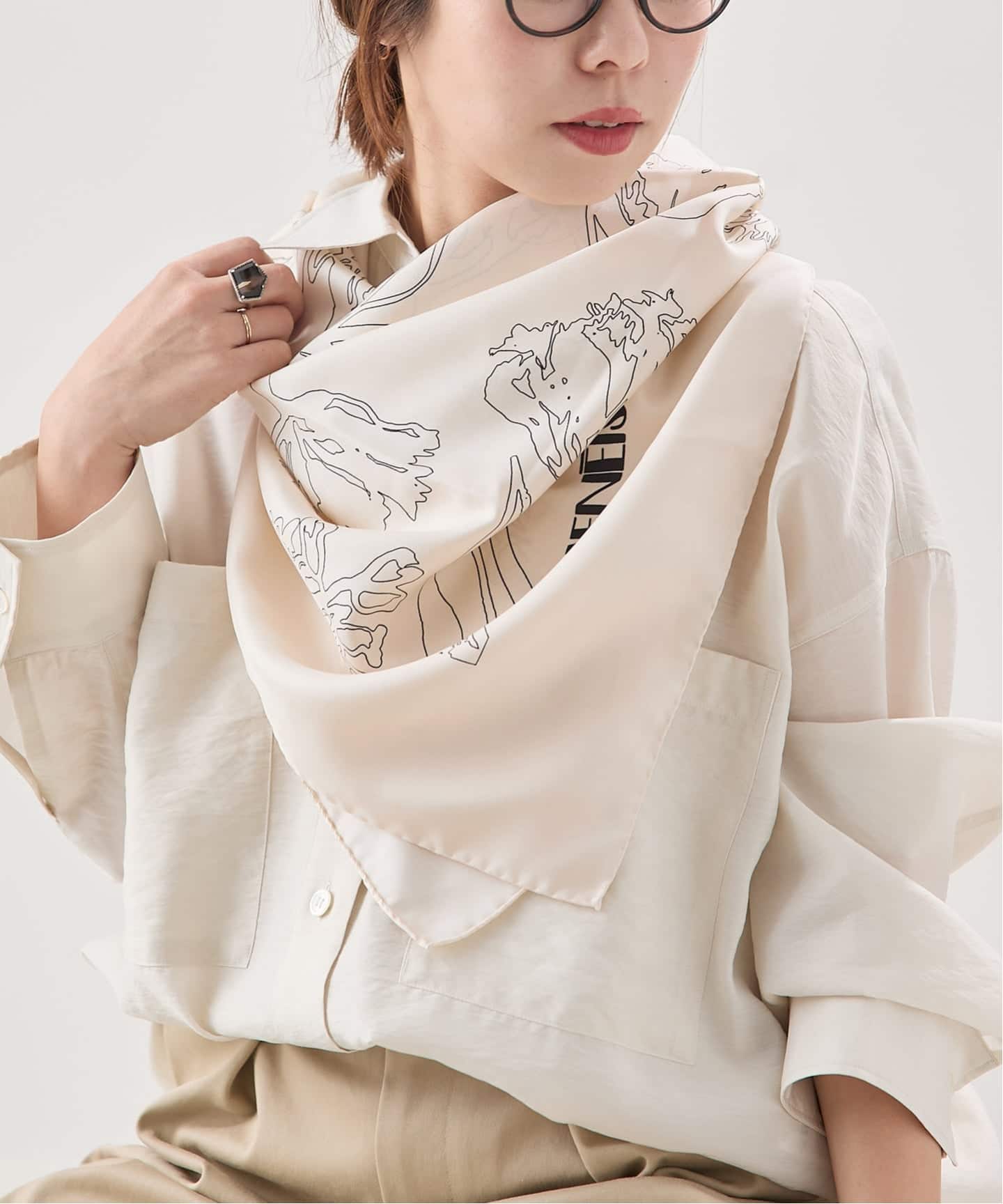 AENEIS/エネス】Nostalgia Flowers Silk Scarf：スカーフ（スカーフ