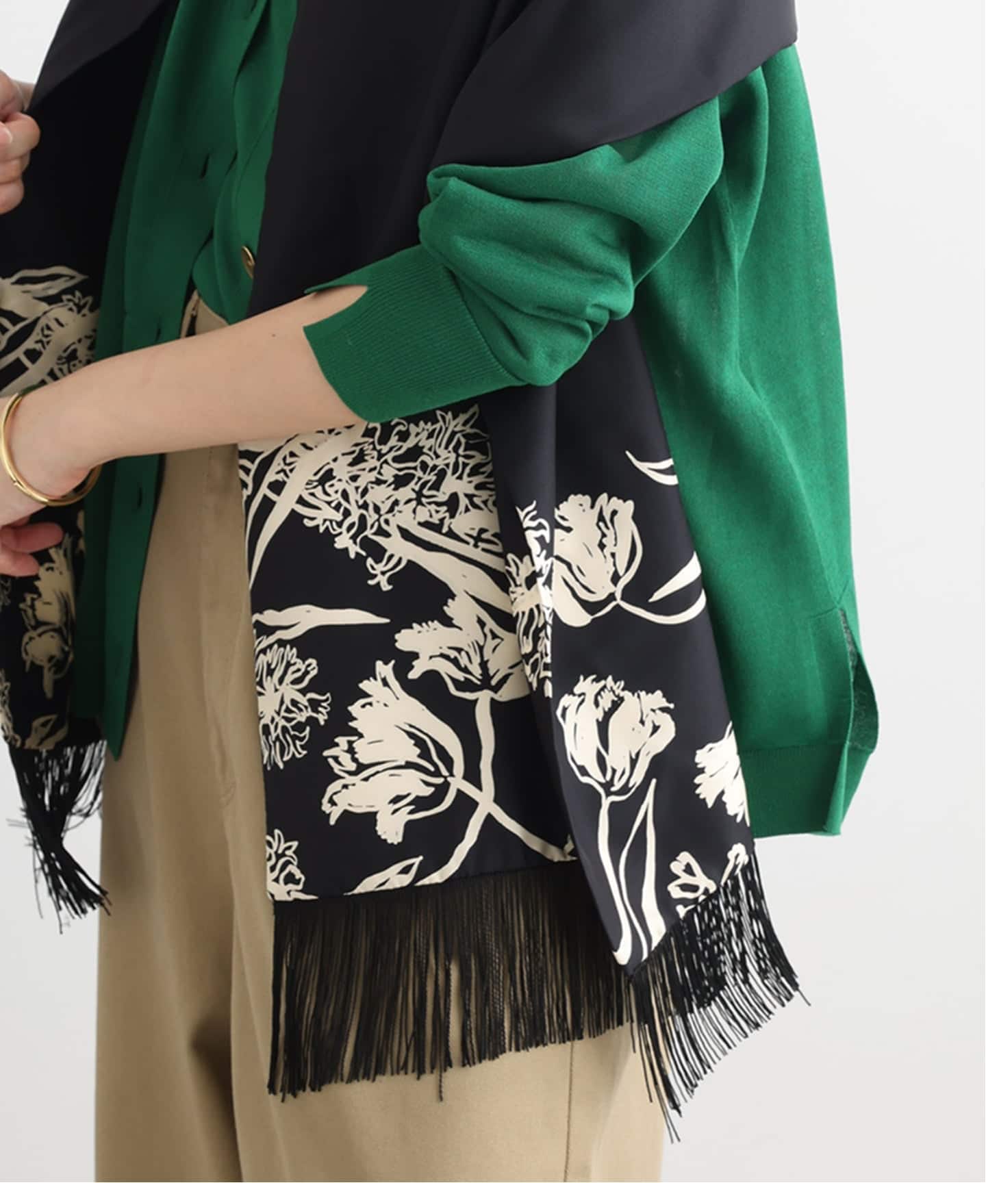 AENEIS/エネス Nostalgia FLowers Fringed Silk Scarf スカーフ