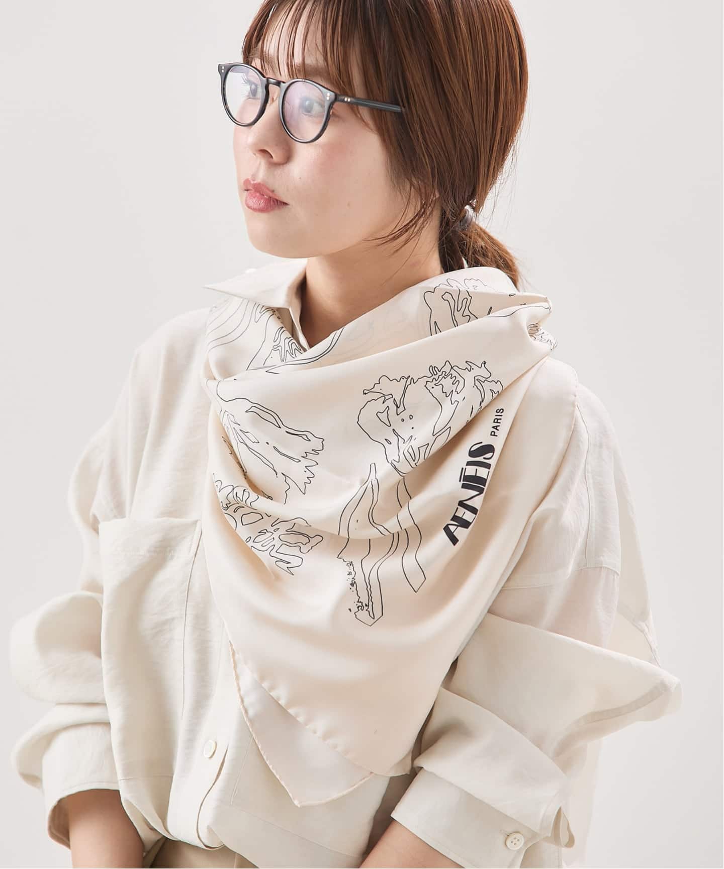 追加》AENEIS/エネス Nostalgia Flowers Silk Scarf 90 スカーフ