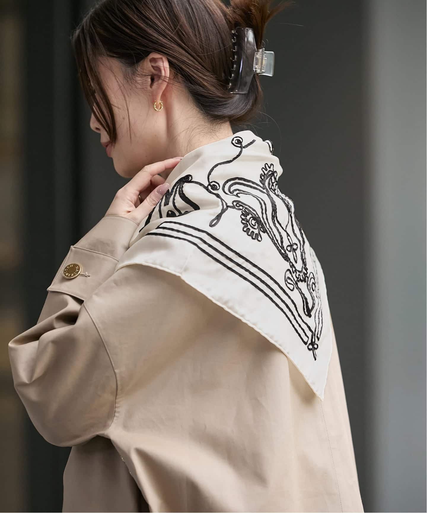 ASAUCE MELER/アソースメレ】 テープエンブロイダリーバンダナスカーフ