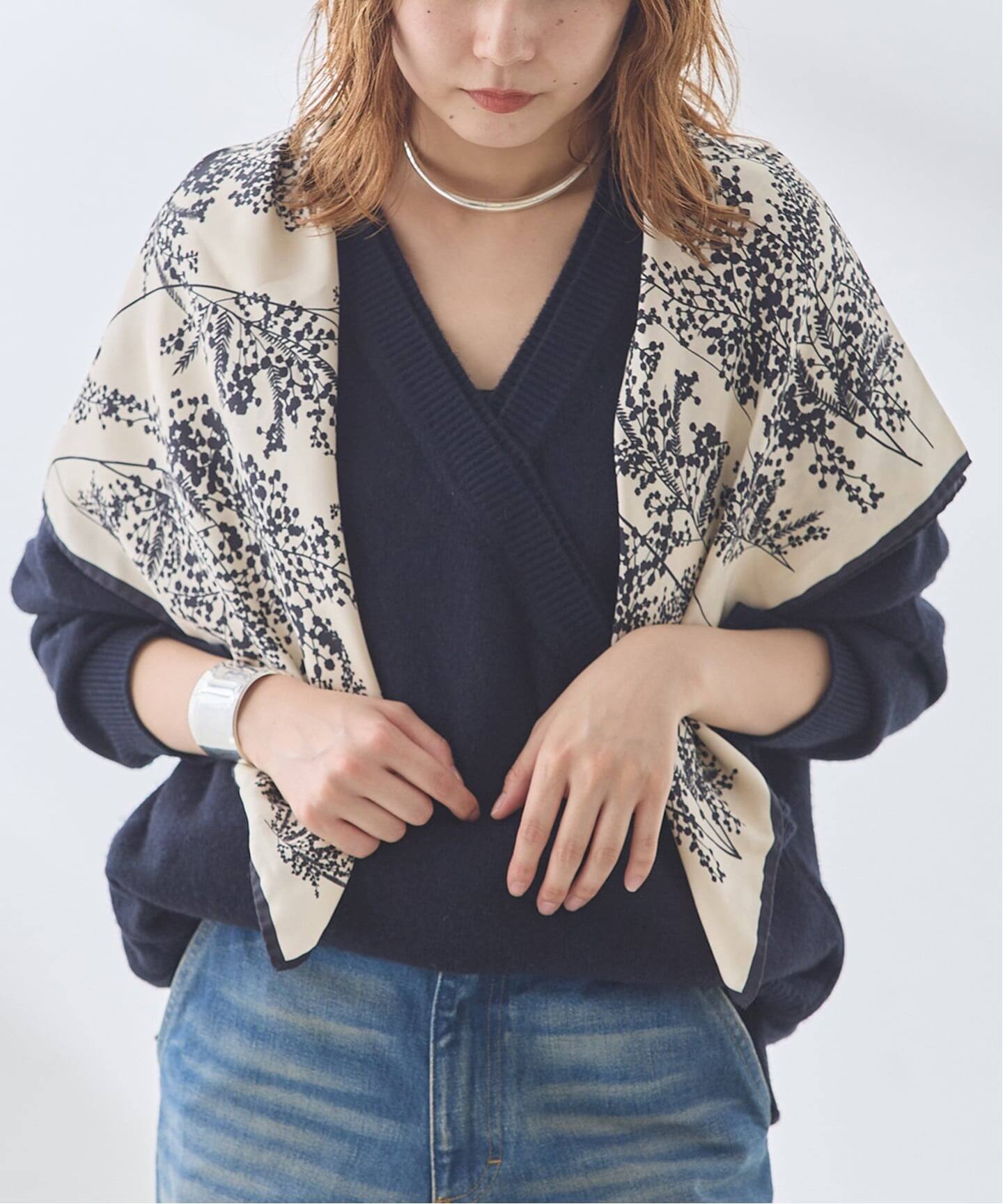 追加》AENEIS/エネス Mimosa Silk Scarf 90-BONE スカーフ（スカーフ