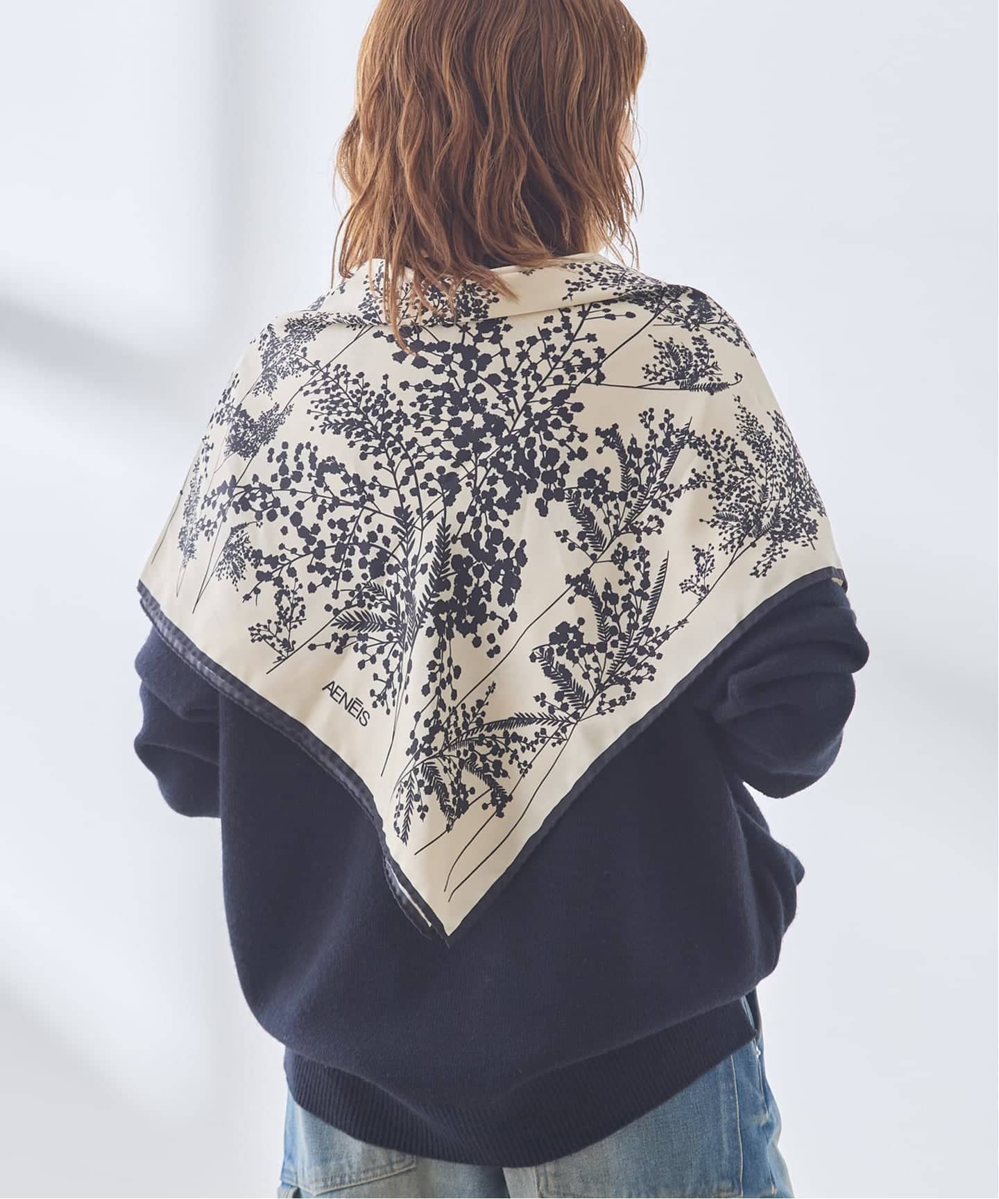 追加》AENEIS/エネス Mimosa Silk Scarf 90-BONE スカーフ（スカーフ