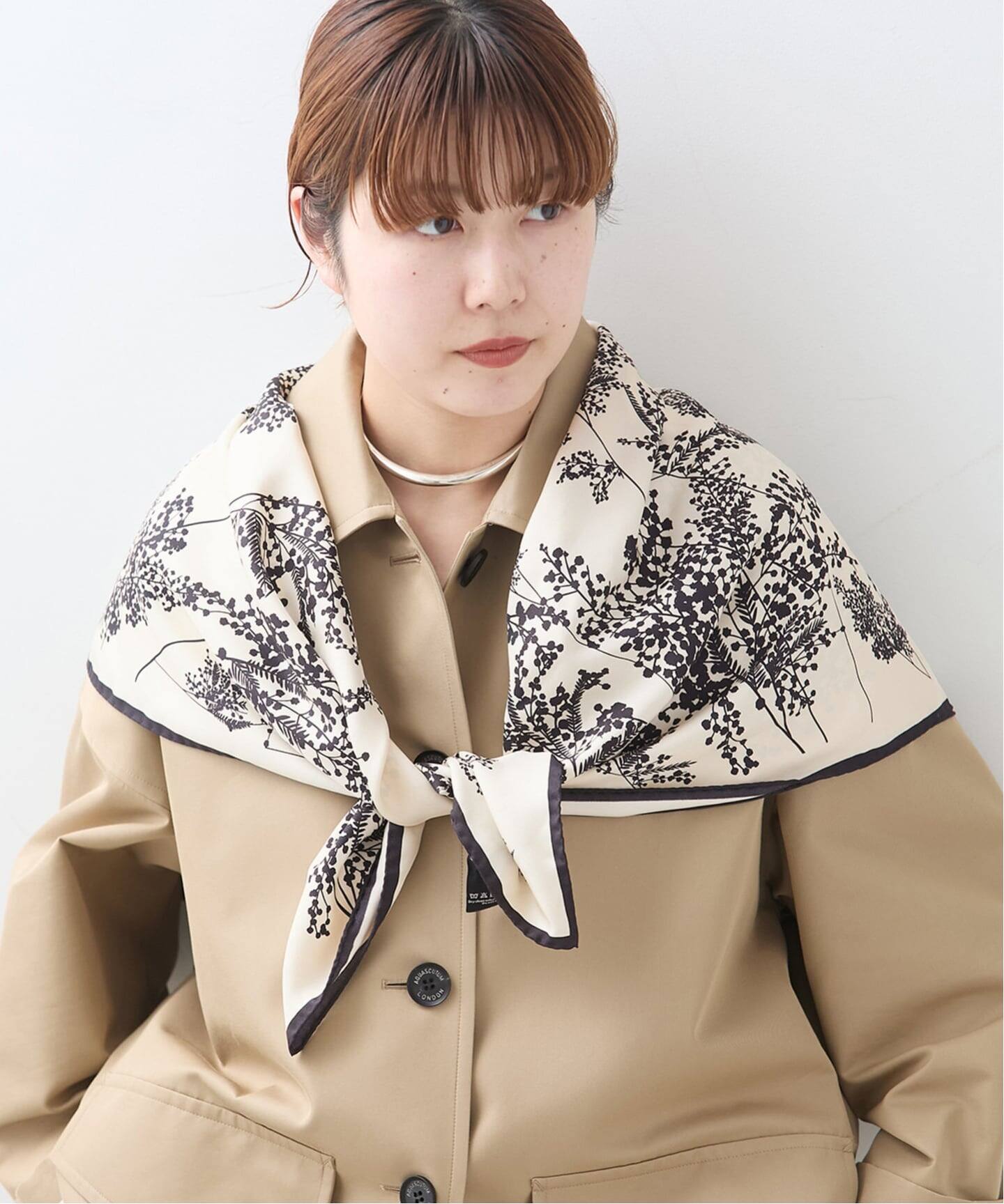 追加》AENEIS/エネス Mimosa Silk Scarf 90-BONE スカーフ（スカーフ