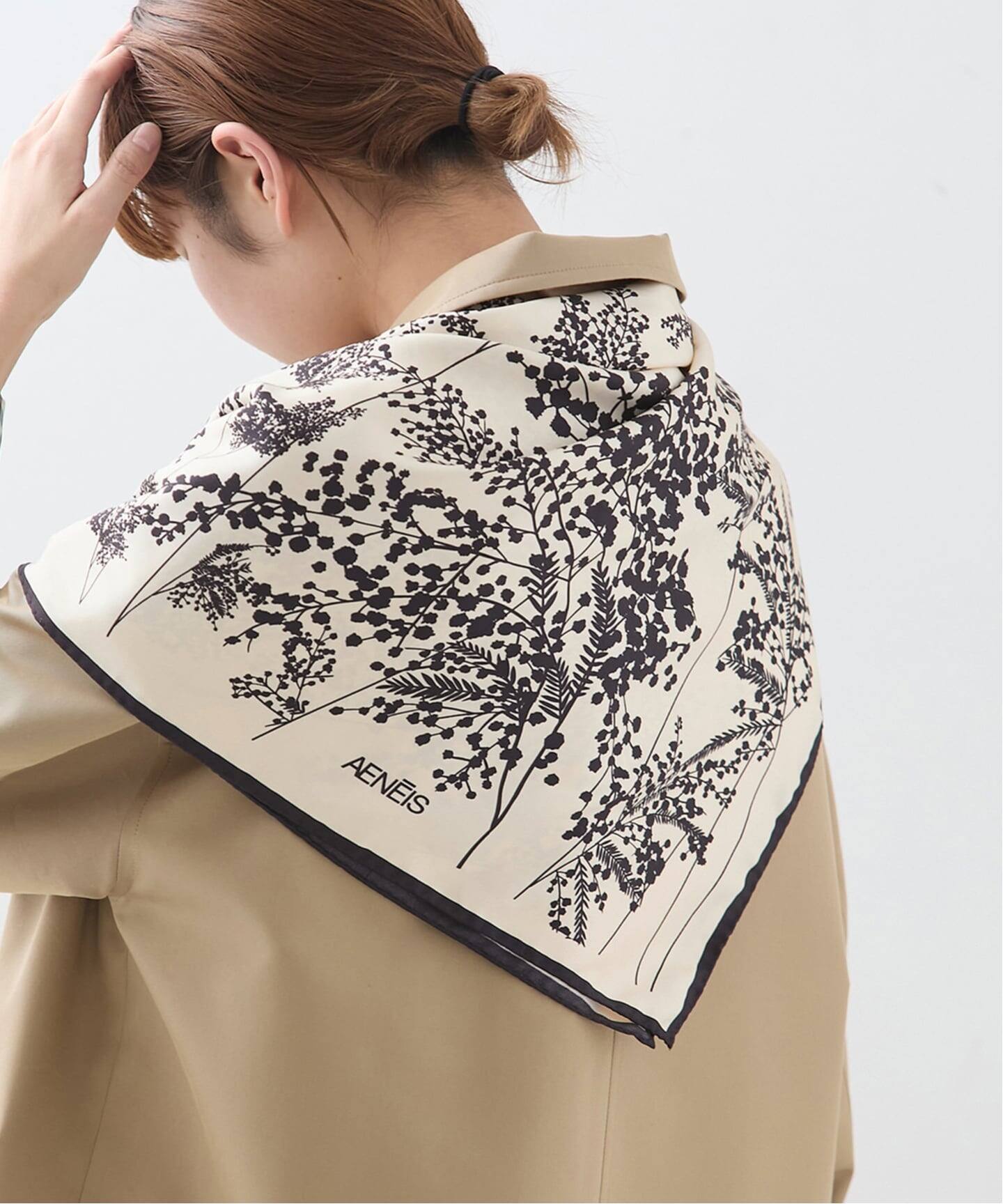 追加》AENEIS/エネス Mimosa Silk Scarf 90-BONE スカーフ（スカーフ