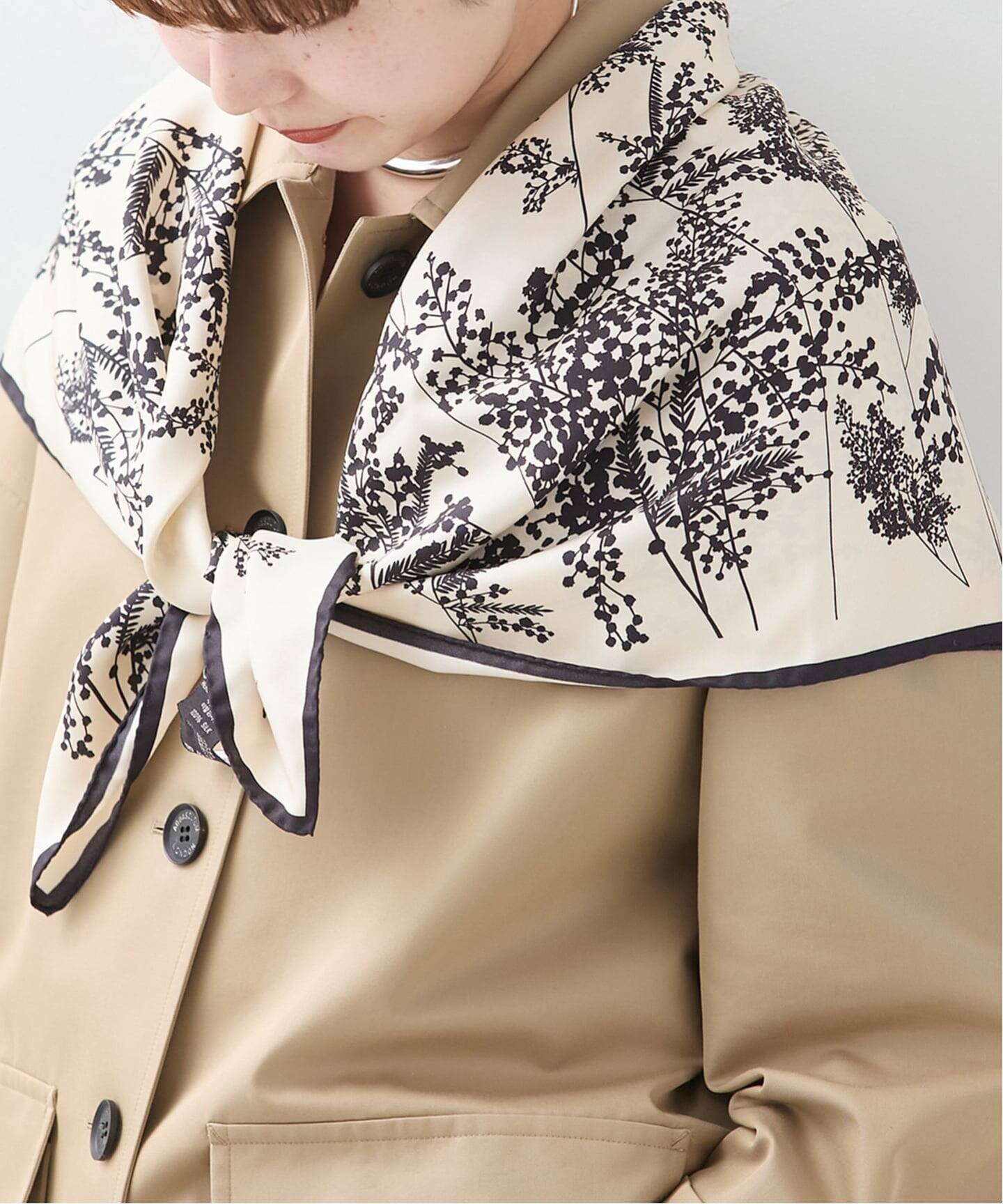 追加》AENEIS/エネス Mimosa Silk Scarf 90-BONE スカーフ（スカーフ