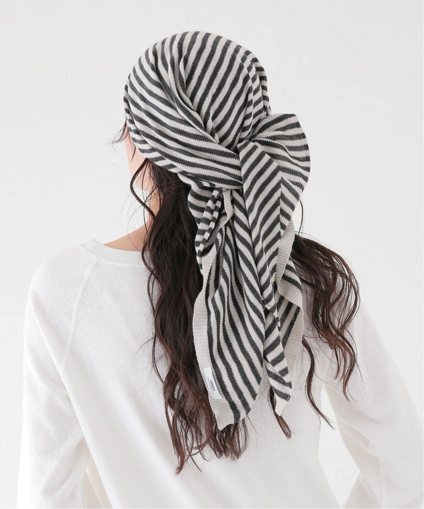 ARMEN】 COTTON STRIPE TRIANGLE SCARF（スカーフ／バンダナ