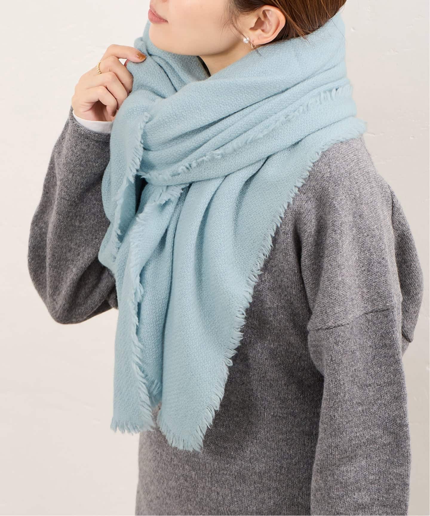 IENA ニムニムデュアイ　ストール　サックスブルー 予約》NIMNIMDUAI/ニムニムデュアイ THICK PASHMINA WOOL STOLE