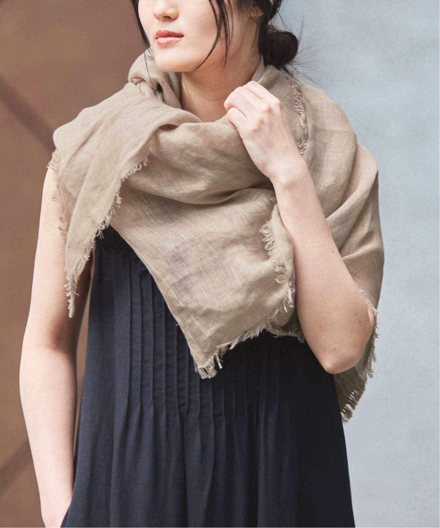 IENA ニムニムデュアイ　ストール　サックスブルー NIMNIMDUAI/ニムニムデュアイ LINEN GAUZE リネンストール（ストール