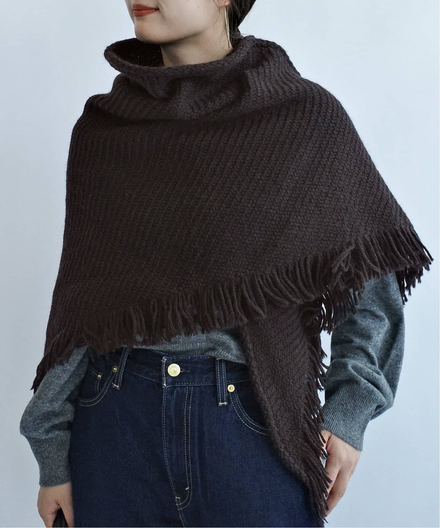 希少☆LAUREN MANOOGIAN　ウール ポンチョ ストール フリンジ 予約》John Branigan accessories/ジョンブラニガン フリンジストール