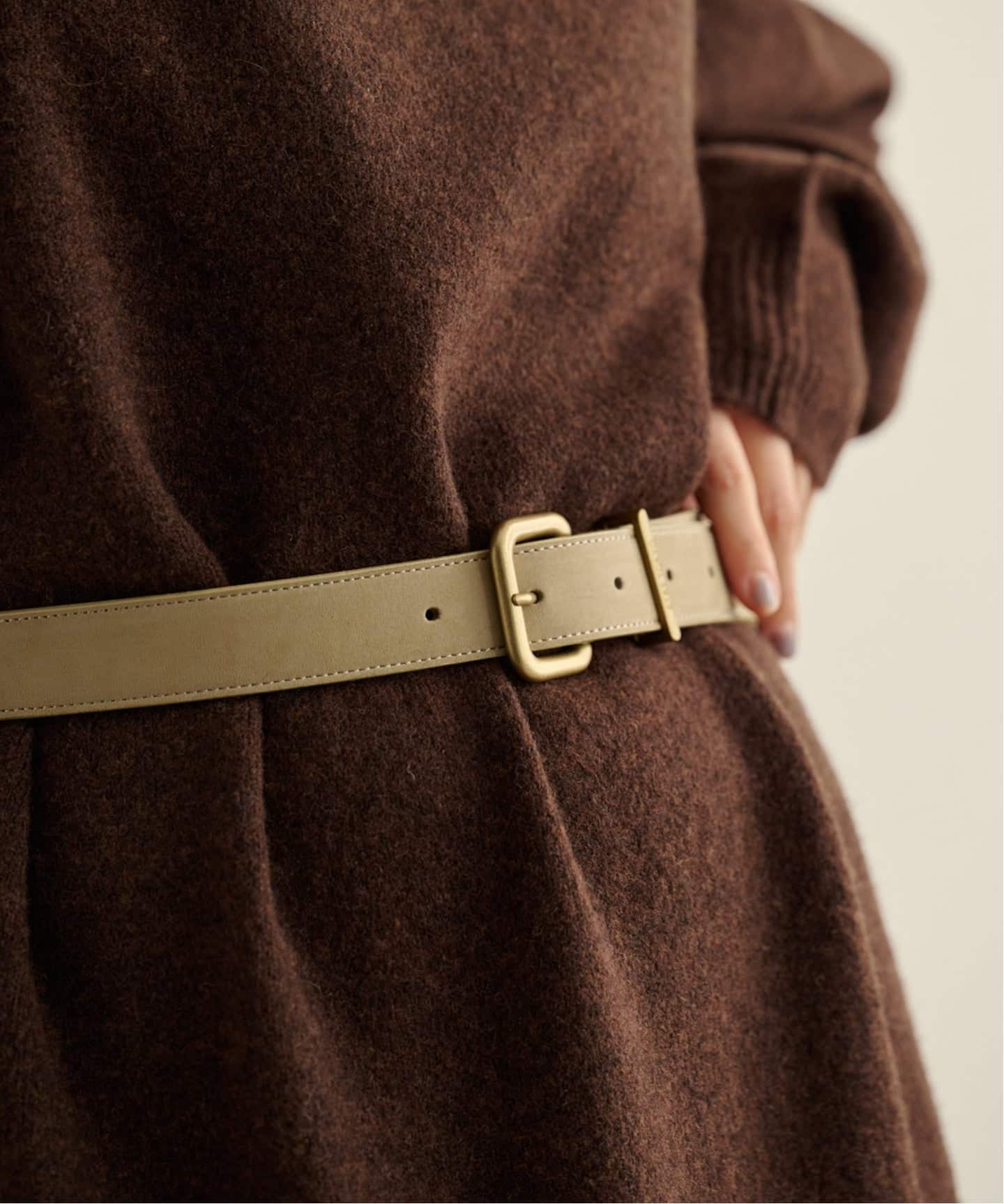 エトレトウキョウ　レザー ベルト ブラウン ETRE TOKYO ヌバックレザースクエアバックルベルト（ベルト）｜BOICE