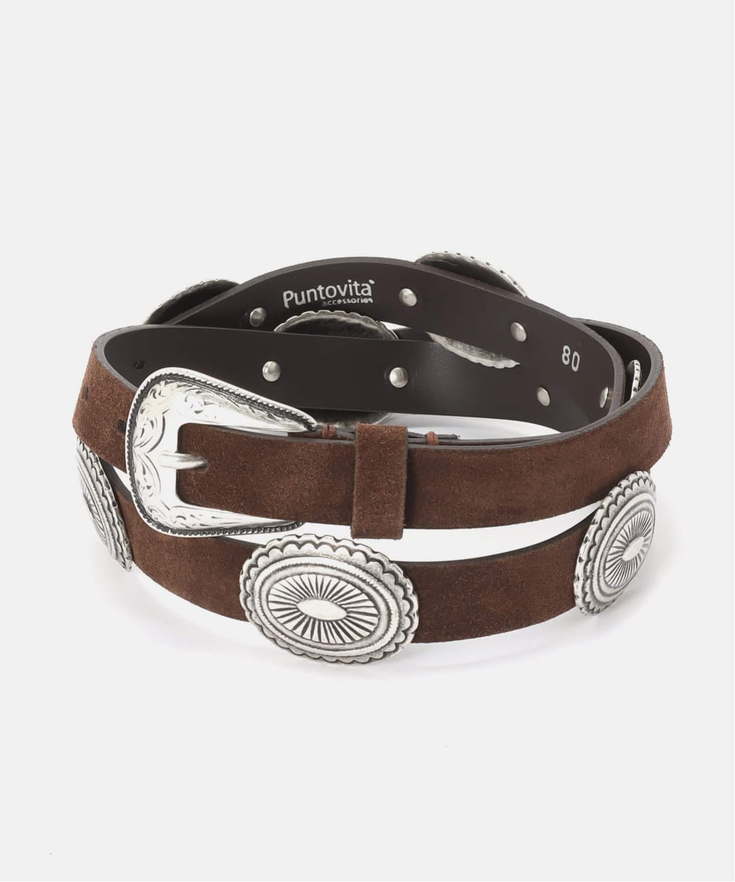 ドゥーズィエムクラス【PUNTOVITA/プントヴィータ】CONCHO BELT 予約》【PUNTOVITA/プントヴィータ】 CONCHO BELT BROWN（ベルト