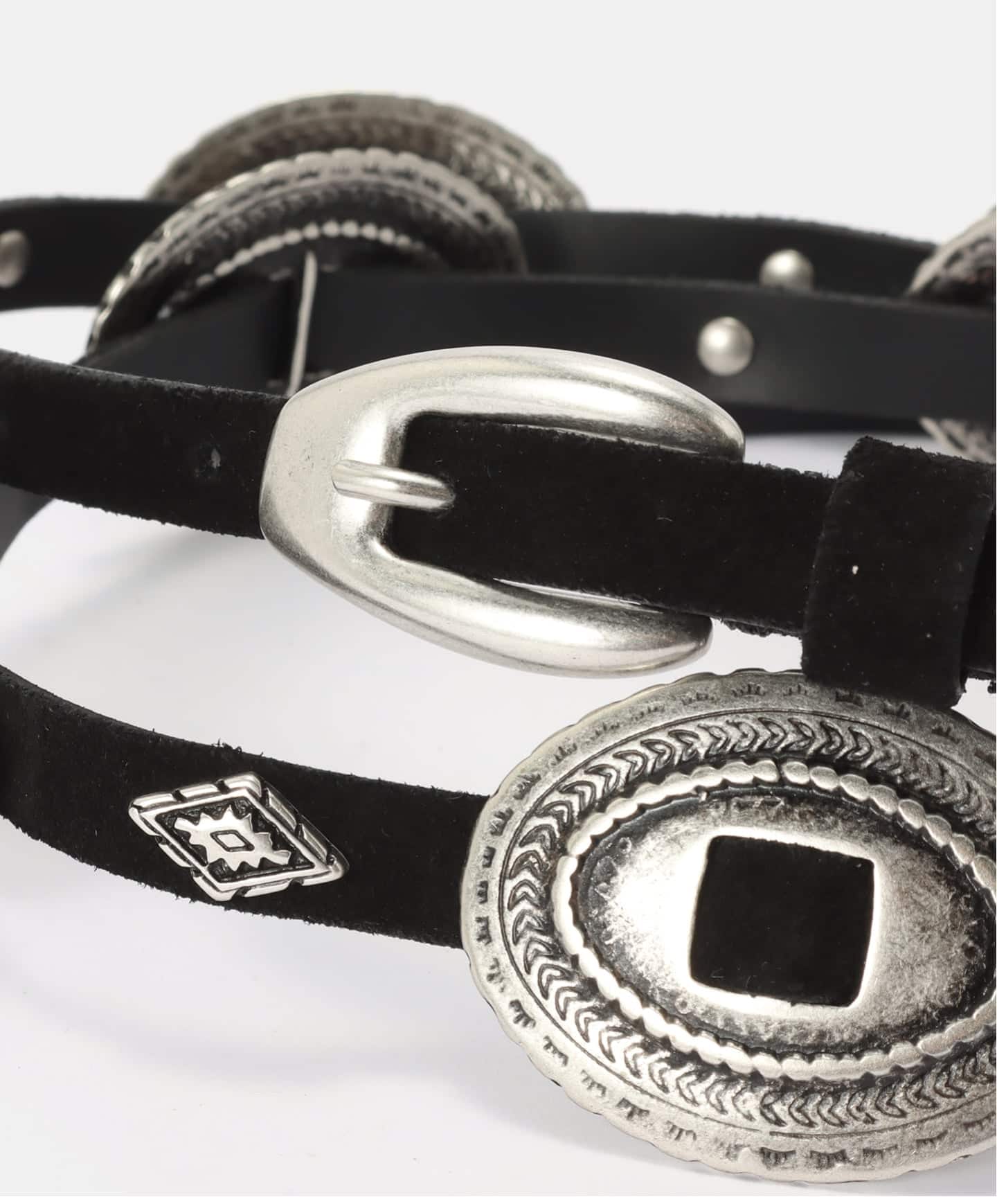 予約》【PUNTOVITA/プントヴィータ】CONCHO BELT BLACK（ベルト