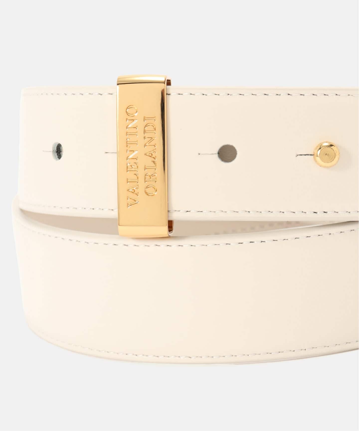 ヴァレンティノ VALENTINO スタッズ ロゴ 細ベルト バイカラー バックルベルト アクセサリー ベルト レザー ホワイト 極美品】VALENTINO ヴァレンティノ VLTNロゴ ボディバッグ ベルト