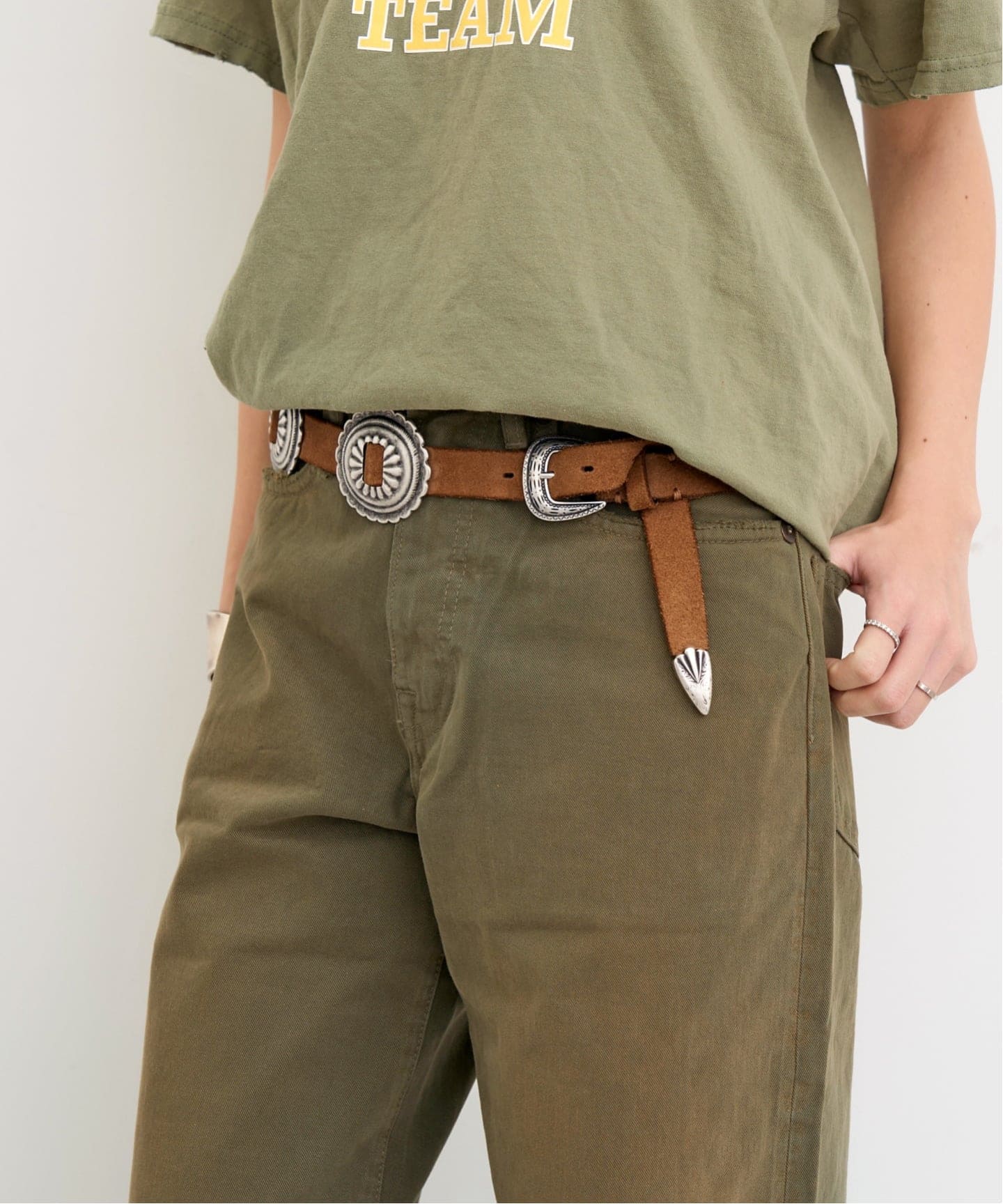 PUNTOVITA/プントヴィータ】 BROWN CONCHO BELT（ベルト）｜L