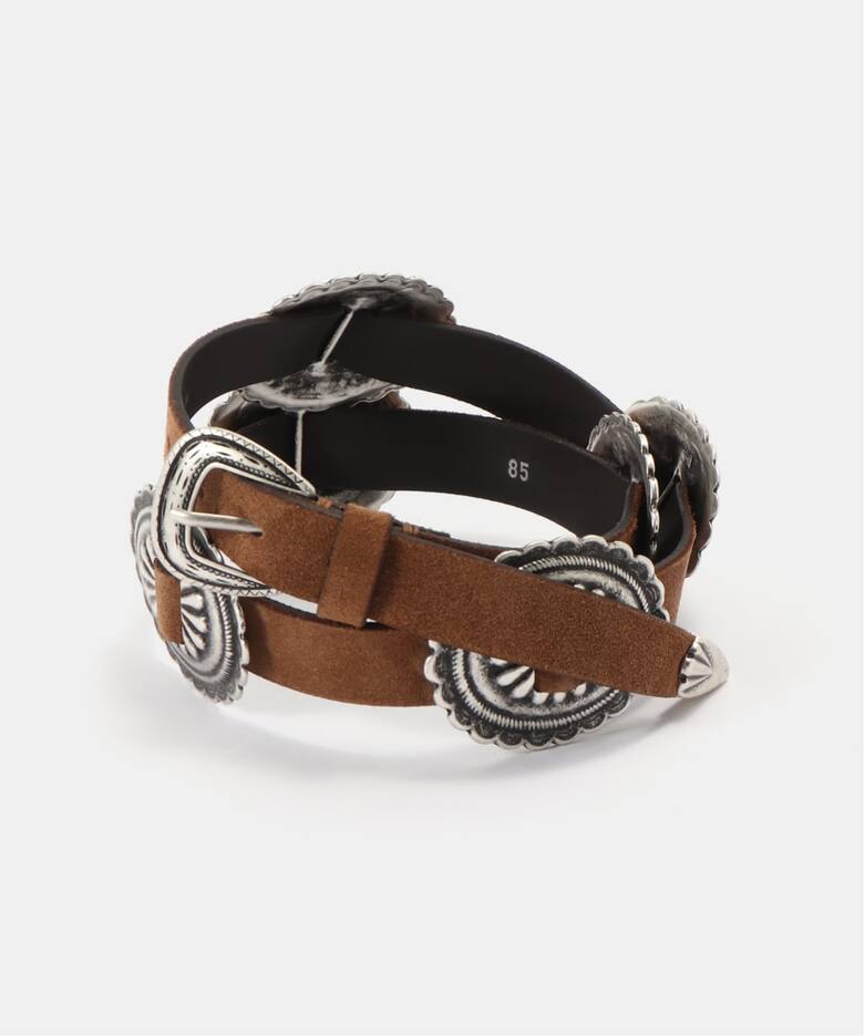 PUNTOVITA/プントヴィータ】 BROWN CONCHO BELT（ベルト）｜L 
