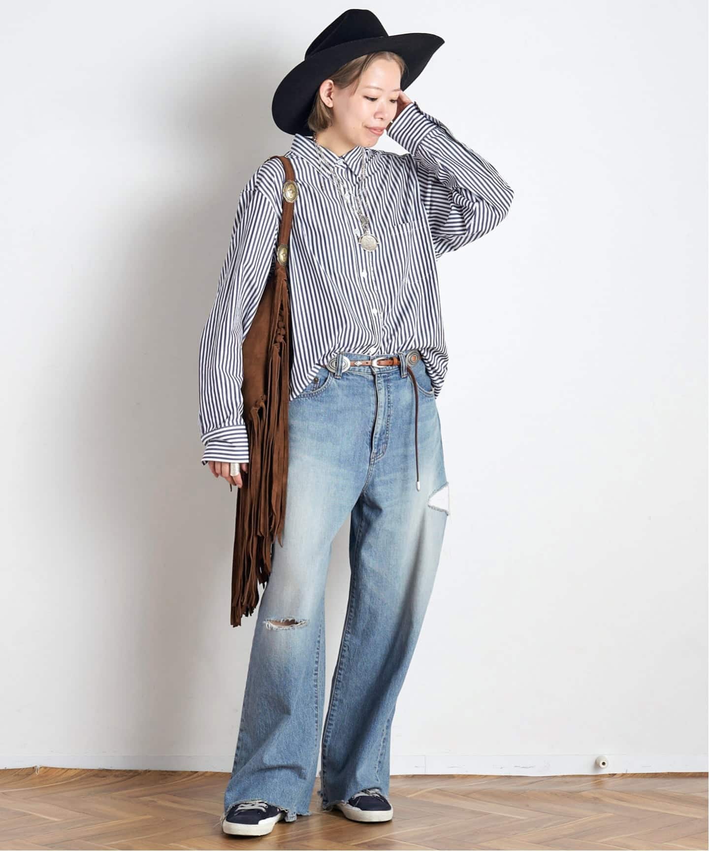 PUNTOVITA/プントヴィータ】concho leather skinny belt（ベルト）｜AP