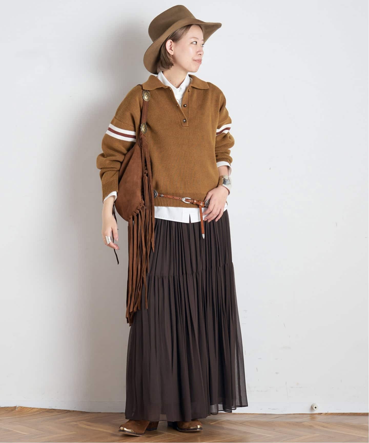 PUNTOVITA/プントヴィータ】concho leather skinny belt（ベルト）｜AP