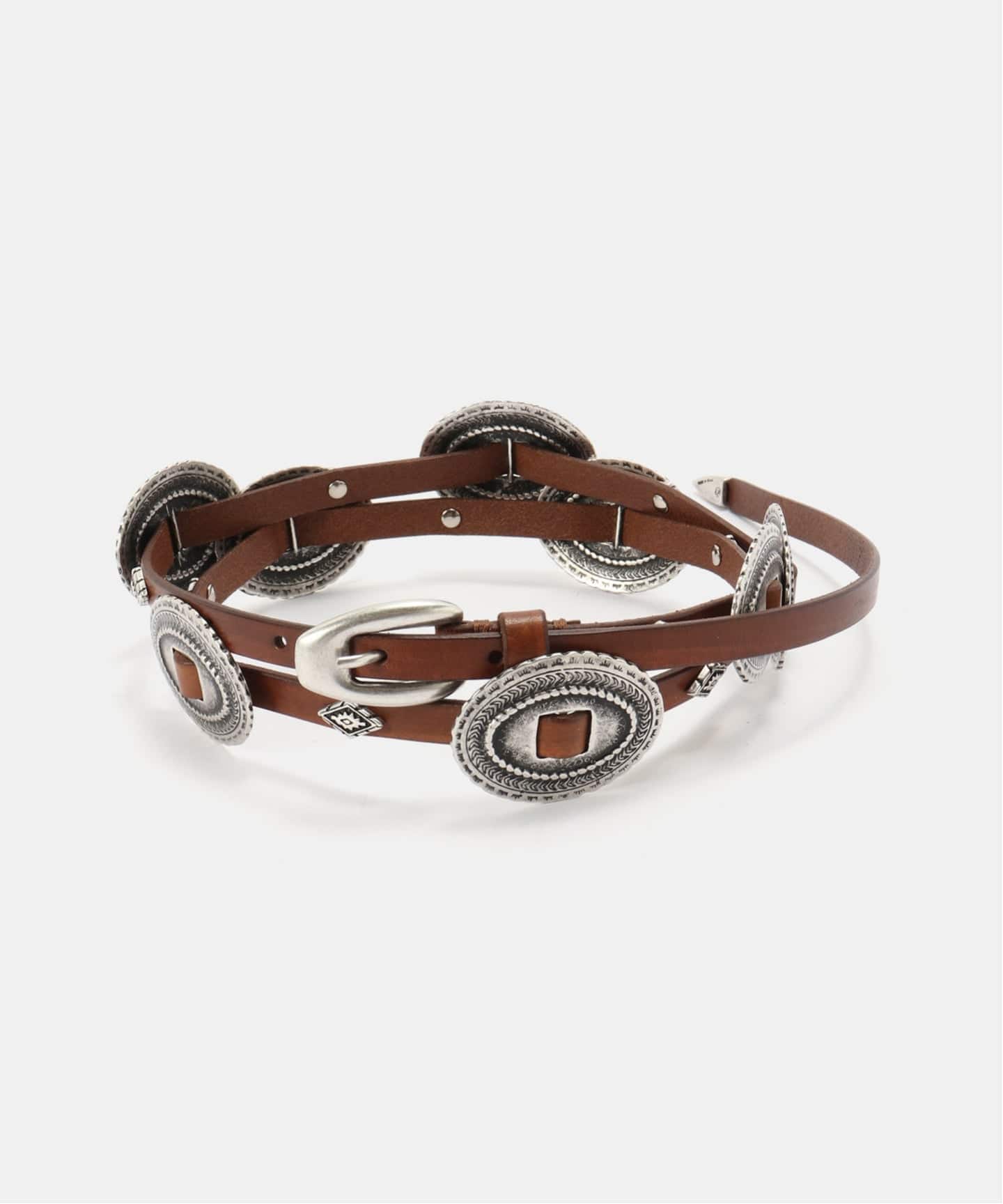 PUNTOVITA/プントヴィータ】concho leather skinny belt（ベルト）｜AP