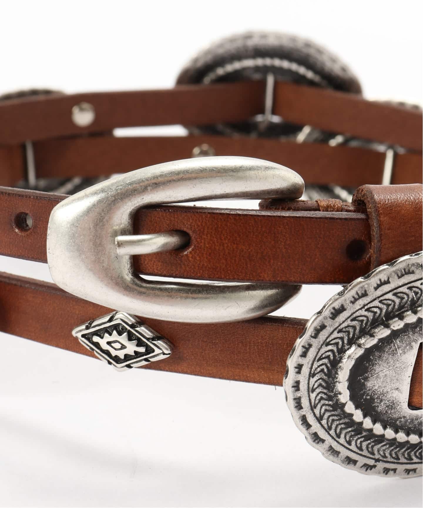 PUNTOVITA/プントヴィータ】concho leather skinny belt（ベルト）｜AP