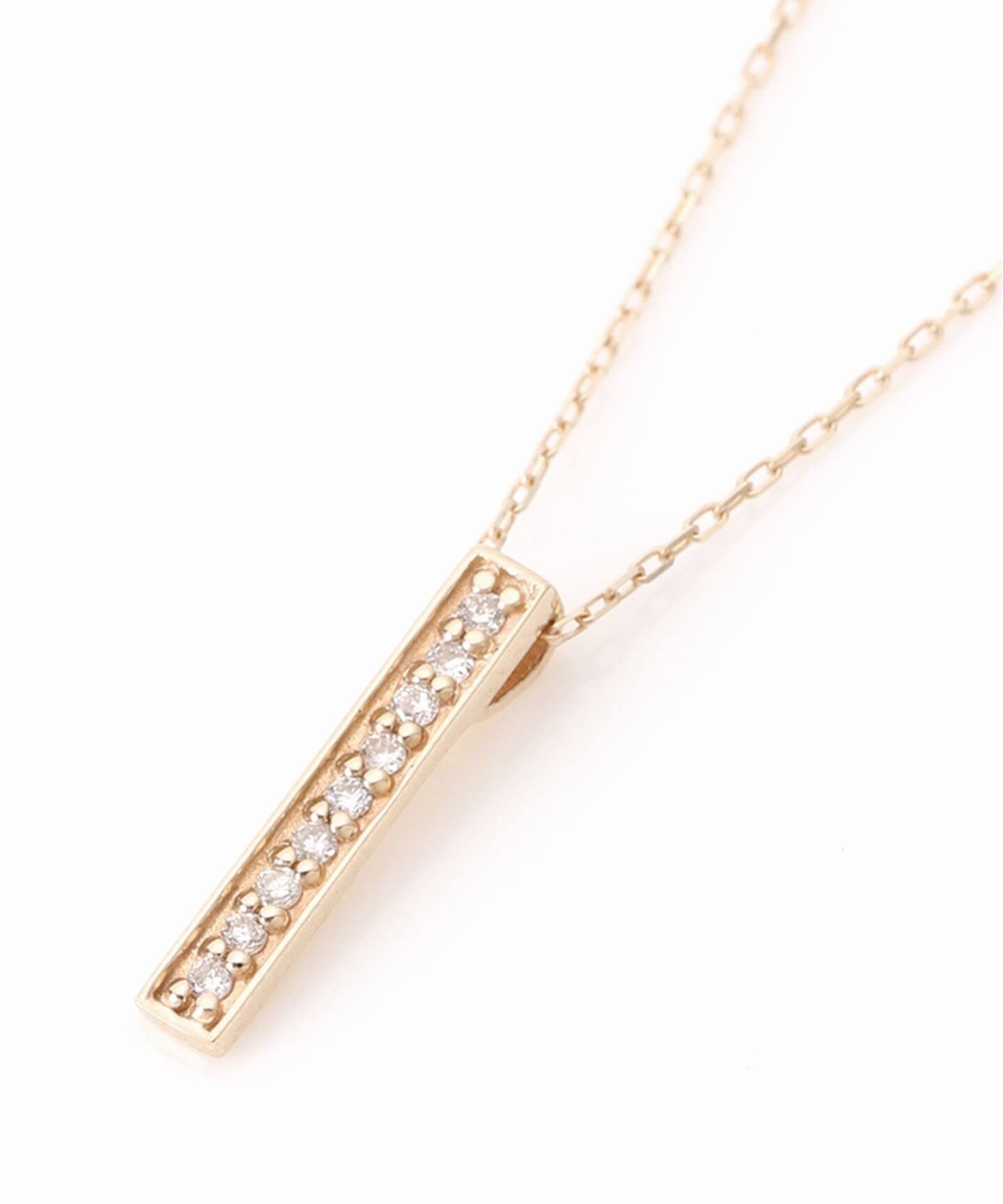 WEB限定予約》ボックスダイヤ12mmバーティカルバーネックレス K10