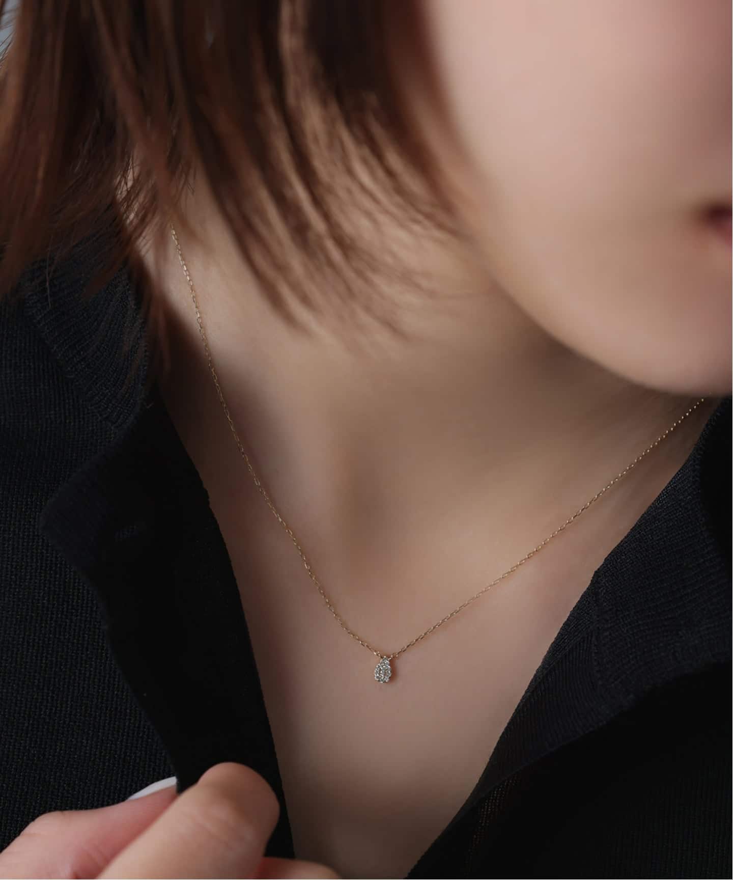 プチダイヤペアシェイプネックレス K10（ネックレス）｜Lilas（リラ
