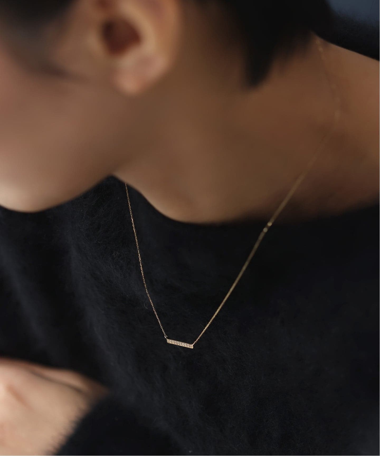 WEB限定予約》ボックスダイヤ12mmバーネックレス K10（ネックレス