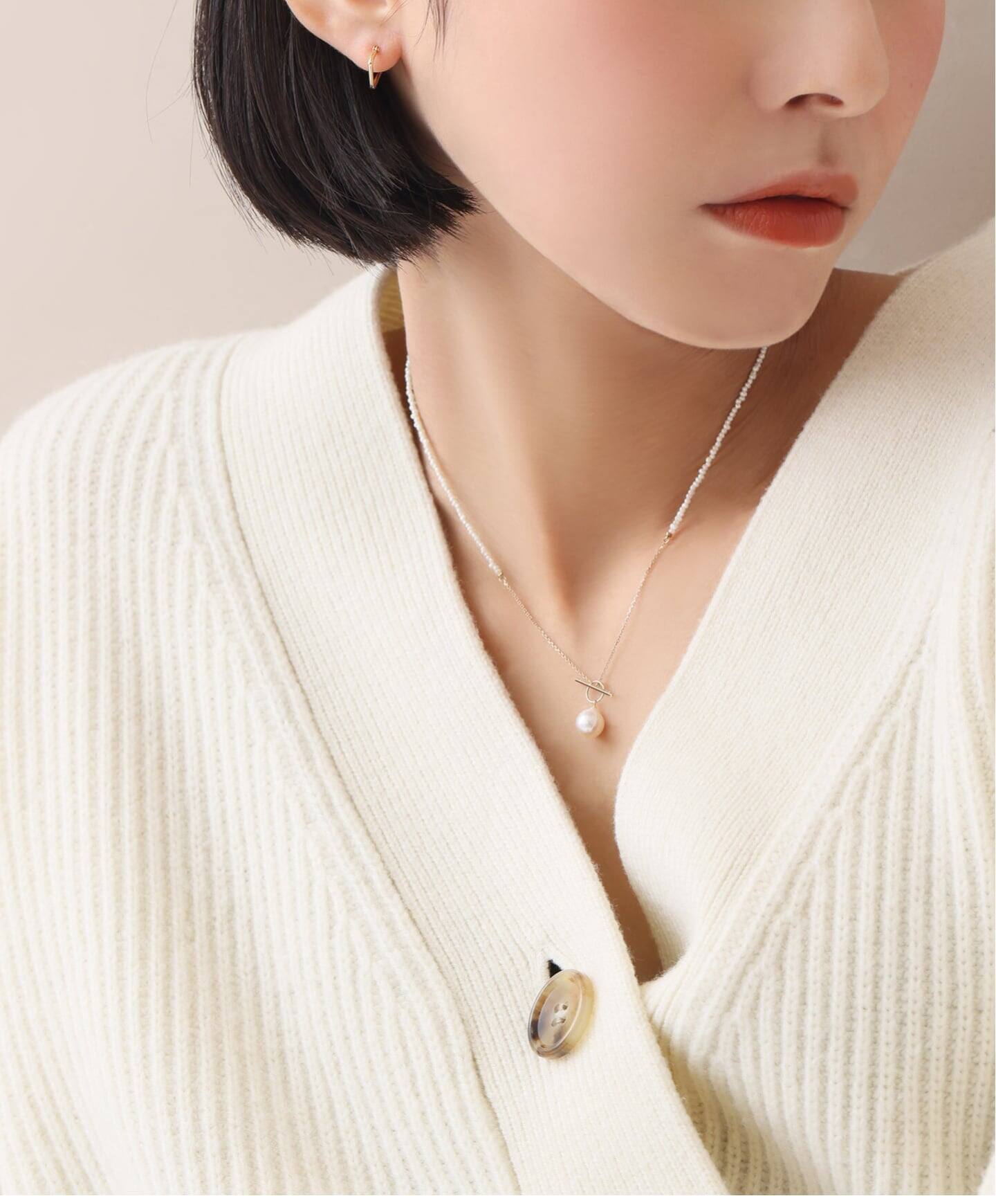 WEB限定》シードパールチェーンネックレス K10（ネックレス）｜Lilas