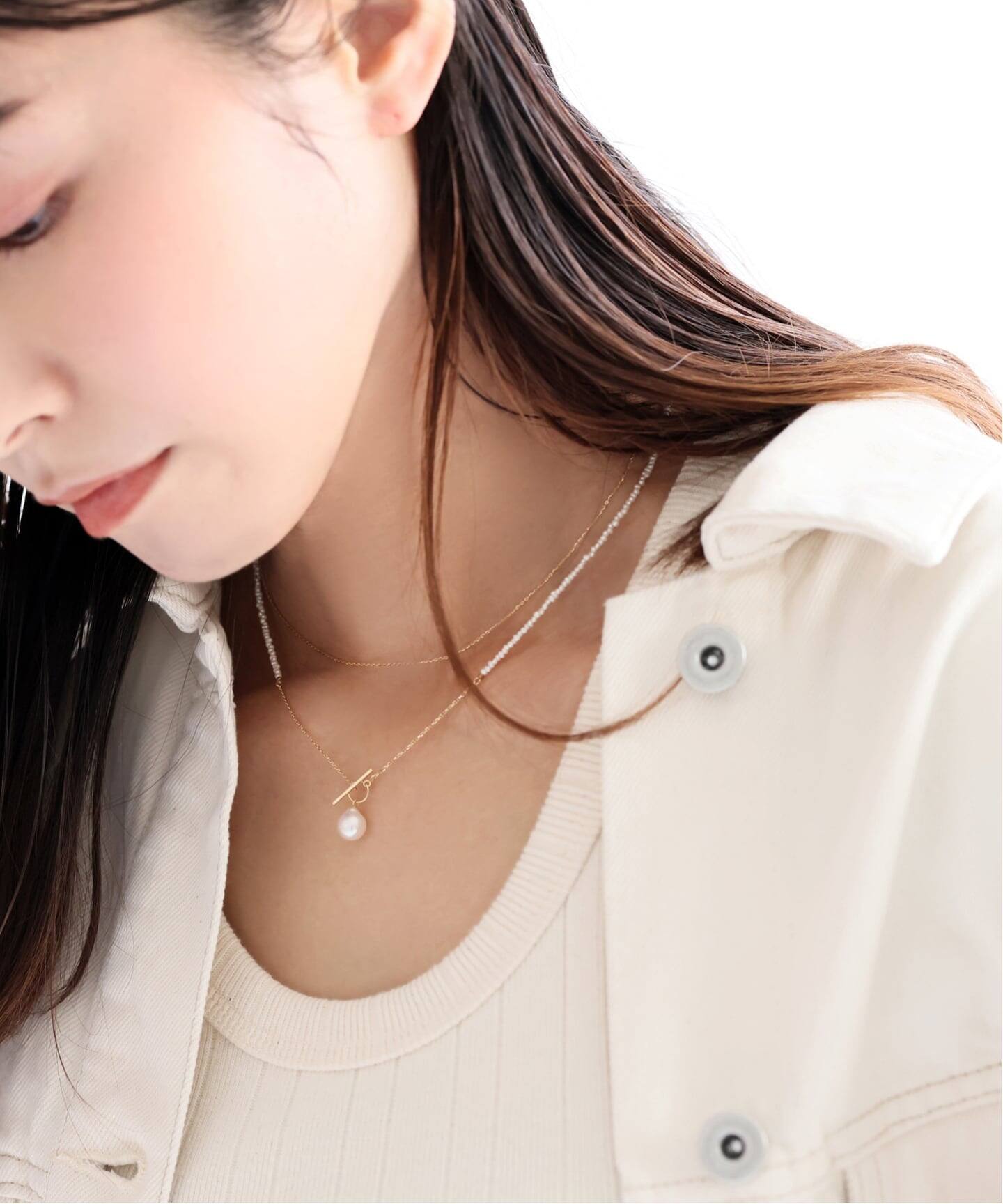 WEB限定》シードパールチェーンネックレス K10（ネックレス）｜Lilas