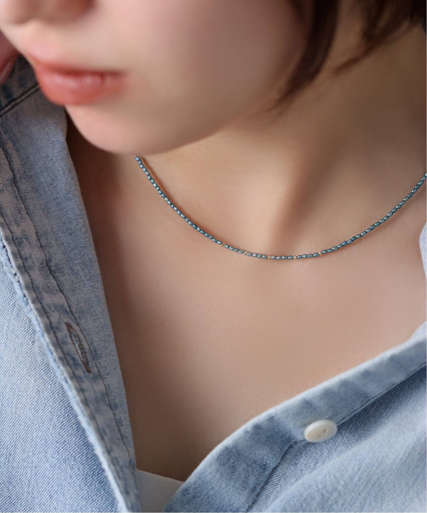 予約》インディゴライスパール40cmネックレス K10（ネックレス