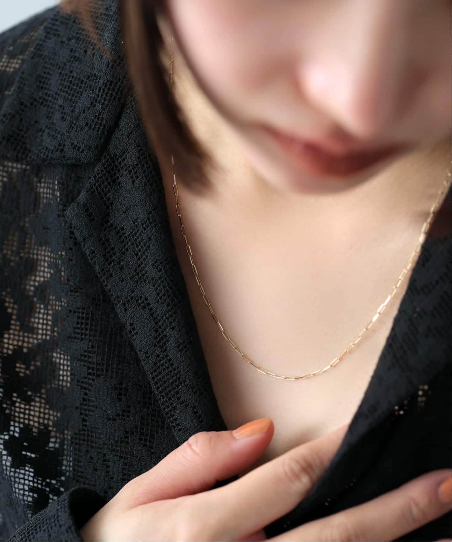 ペーパークリップチェーン50cmネックレス K10（ネックレス）｜Lilas