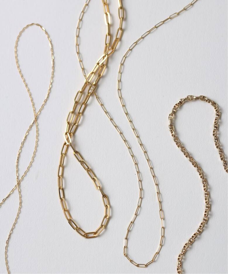 ペーパークリップチェーン50cmネックレス K10（ネックレス）｜Lilas 