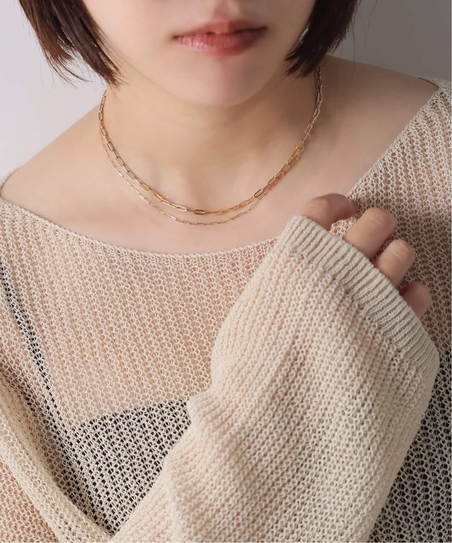 ペーパークリップチェーン40cmネックレス K10（ネックレス）｜Lilas