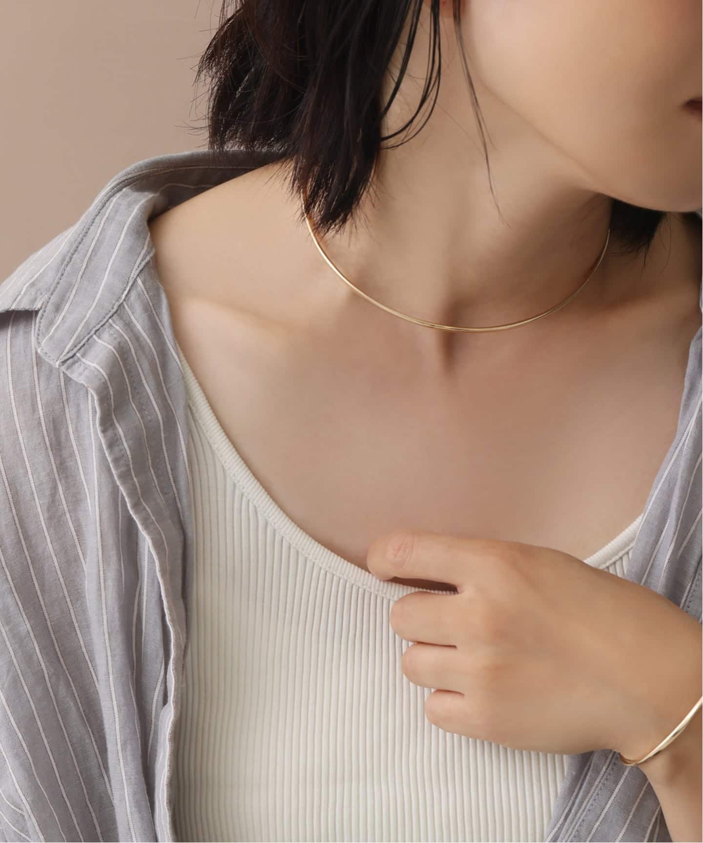 2.5パイプC型チョーカー K10（ネックレス）｜Lilas（リラ）の通販